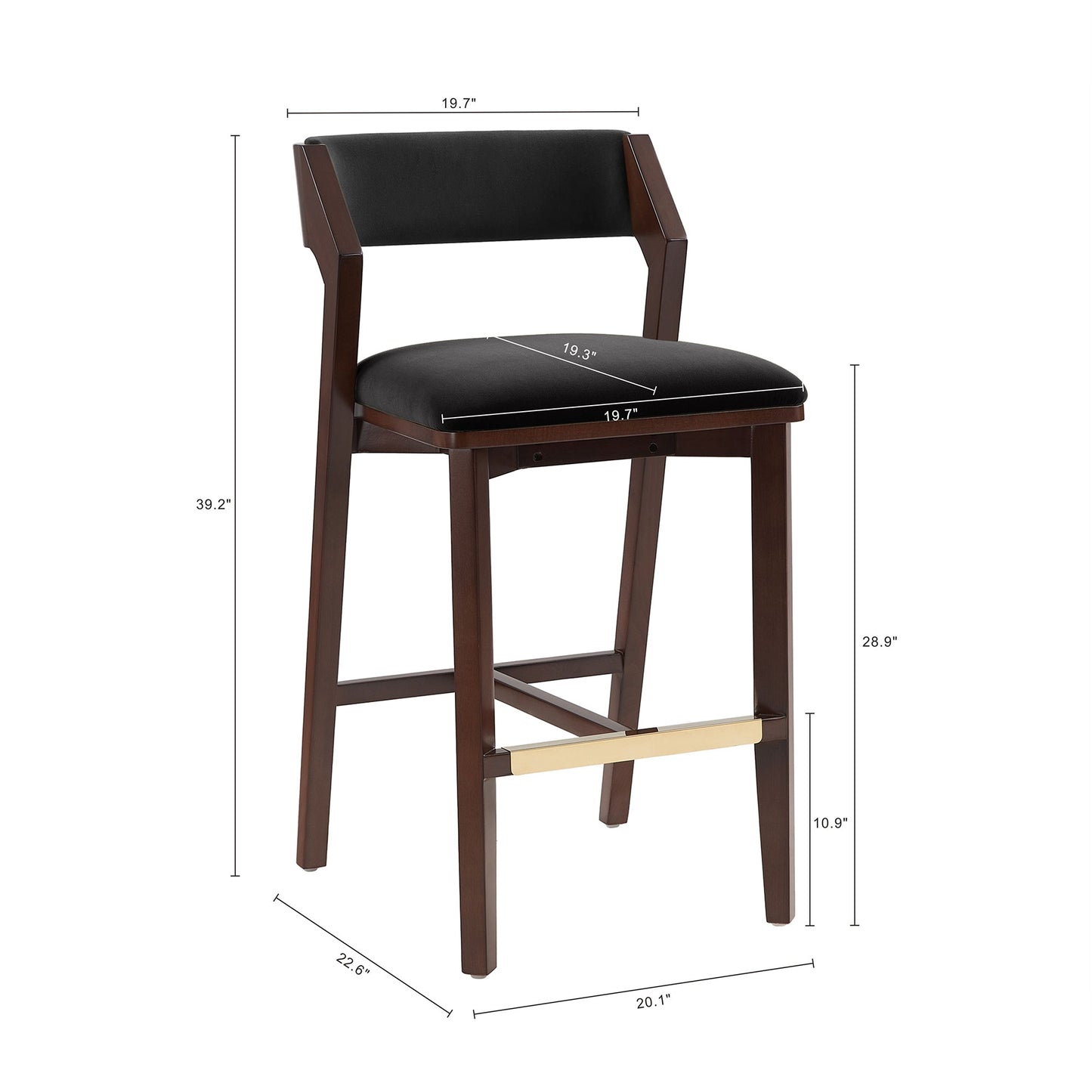 Patricia Barstool in Black (set of 3) - Ornate Home