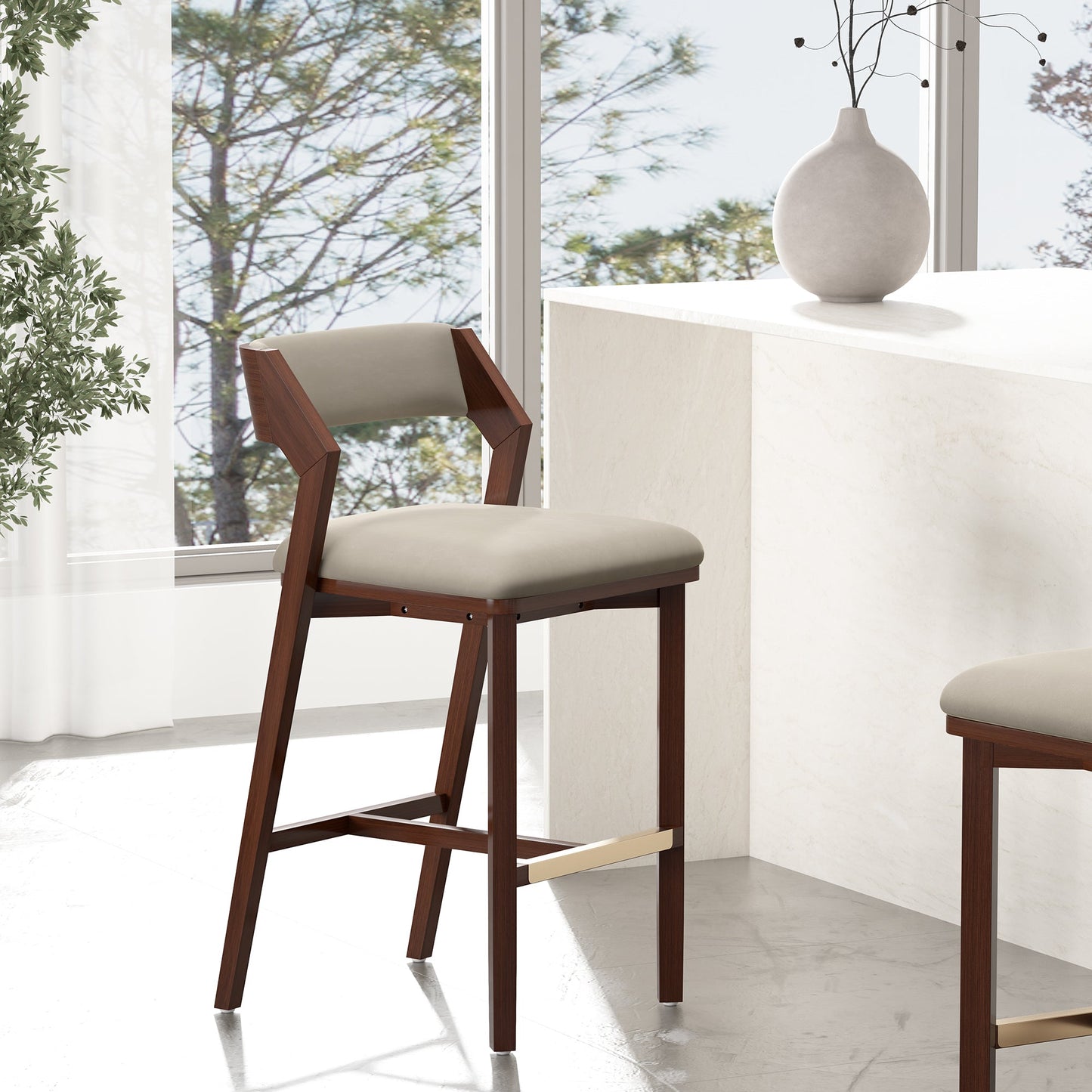 Patricia Barstool in Linen - Ornate Home