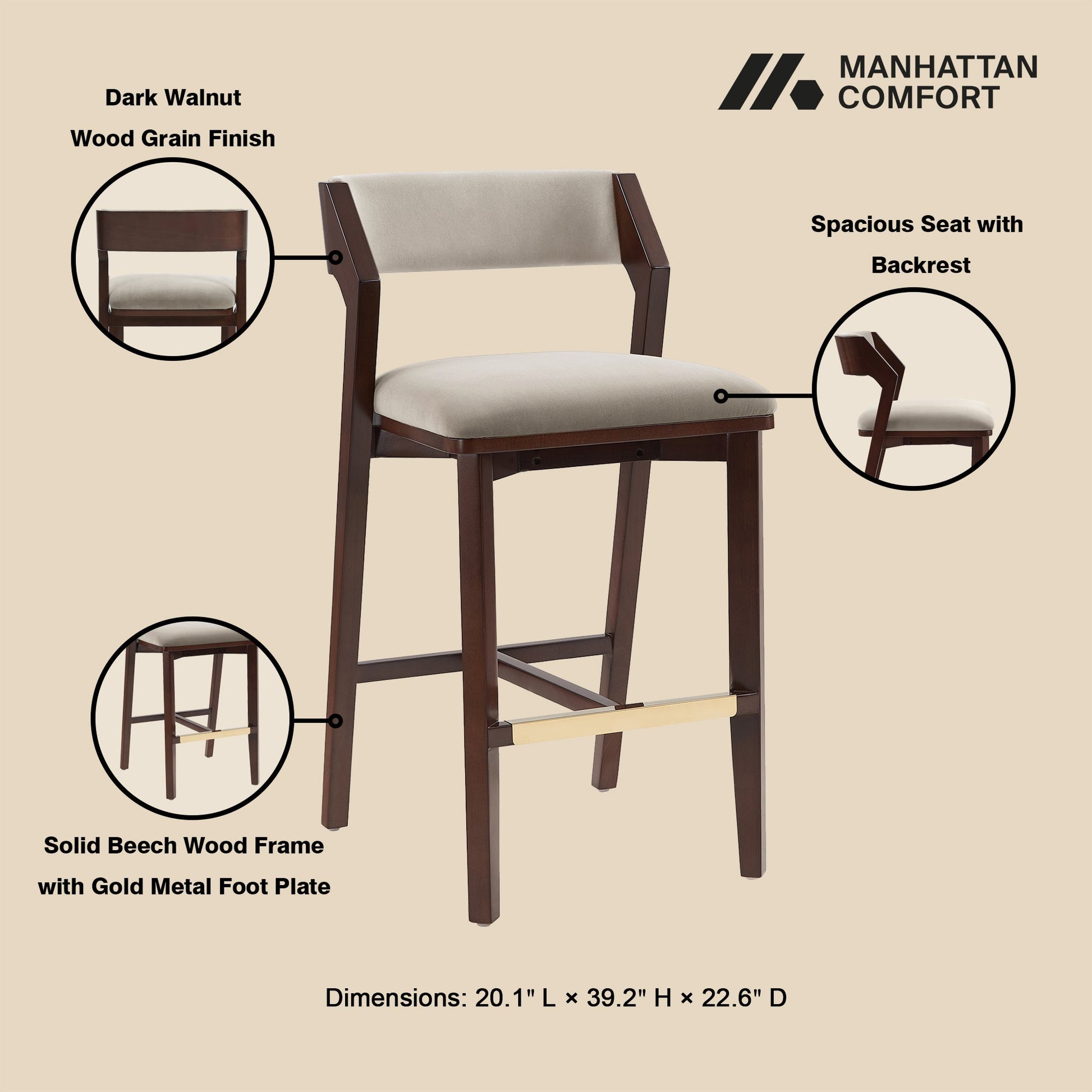 Patricia Barstool in Linen - Ornate Home