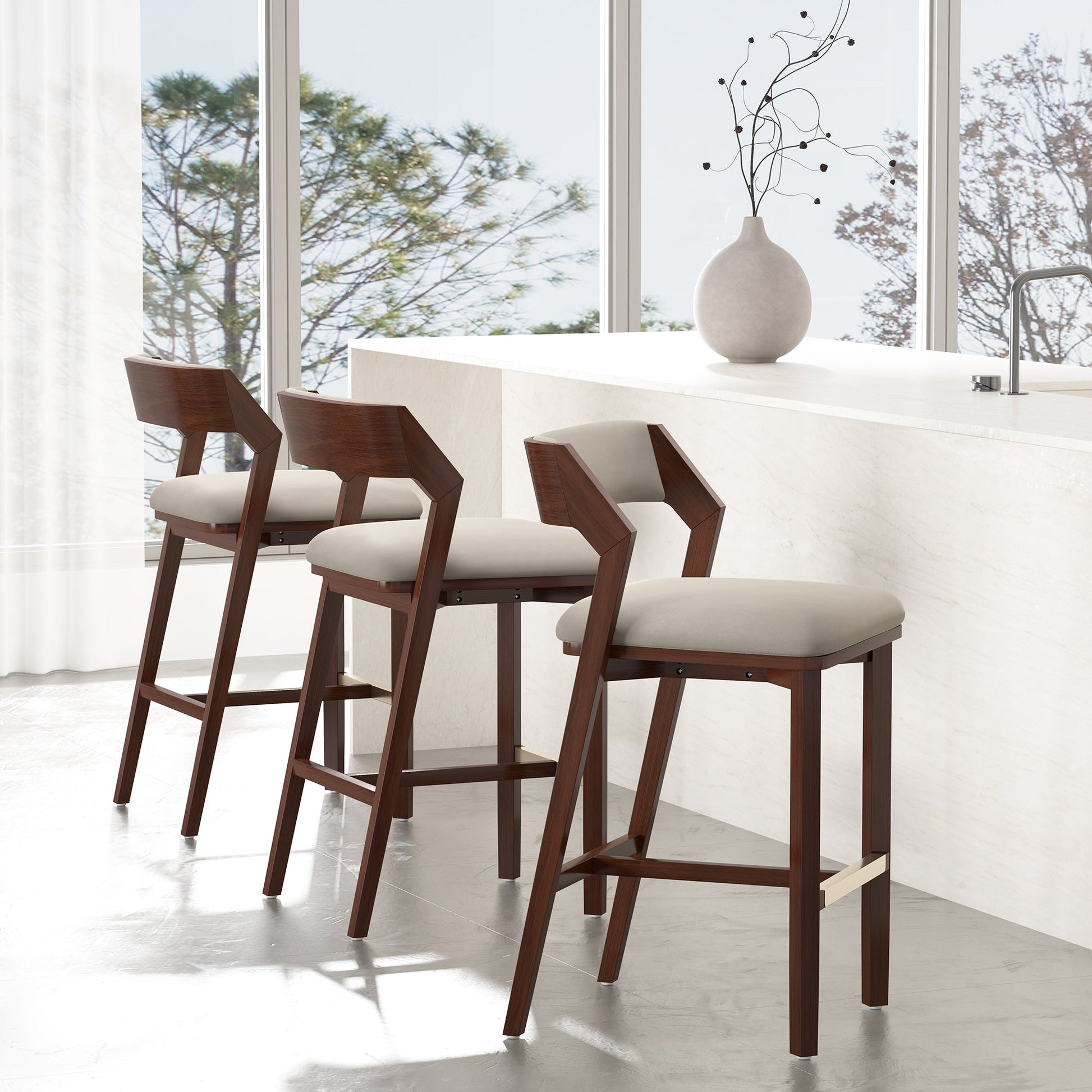 Patricia Barstool in Linen - Ornate Home