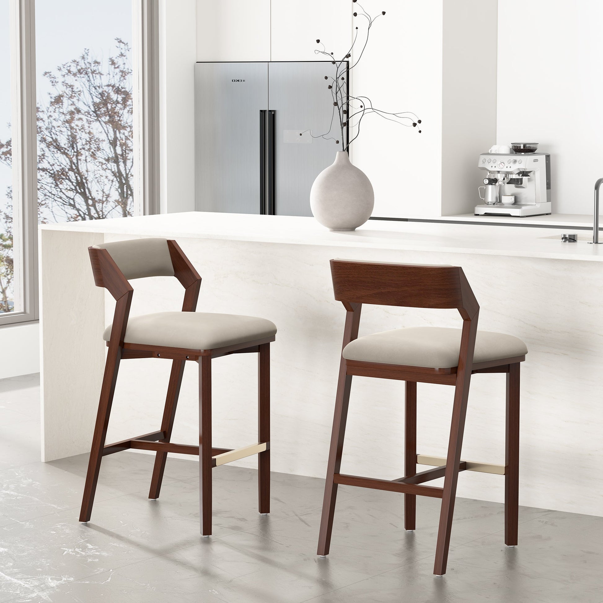 Patricia Barstool in Linen (set of 2) - Ornate Home