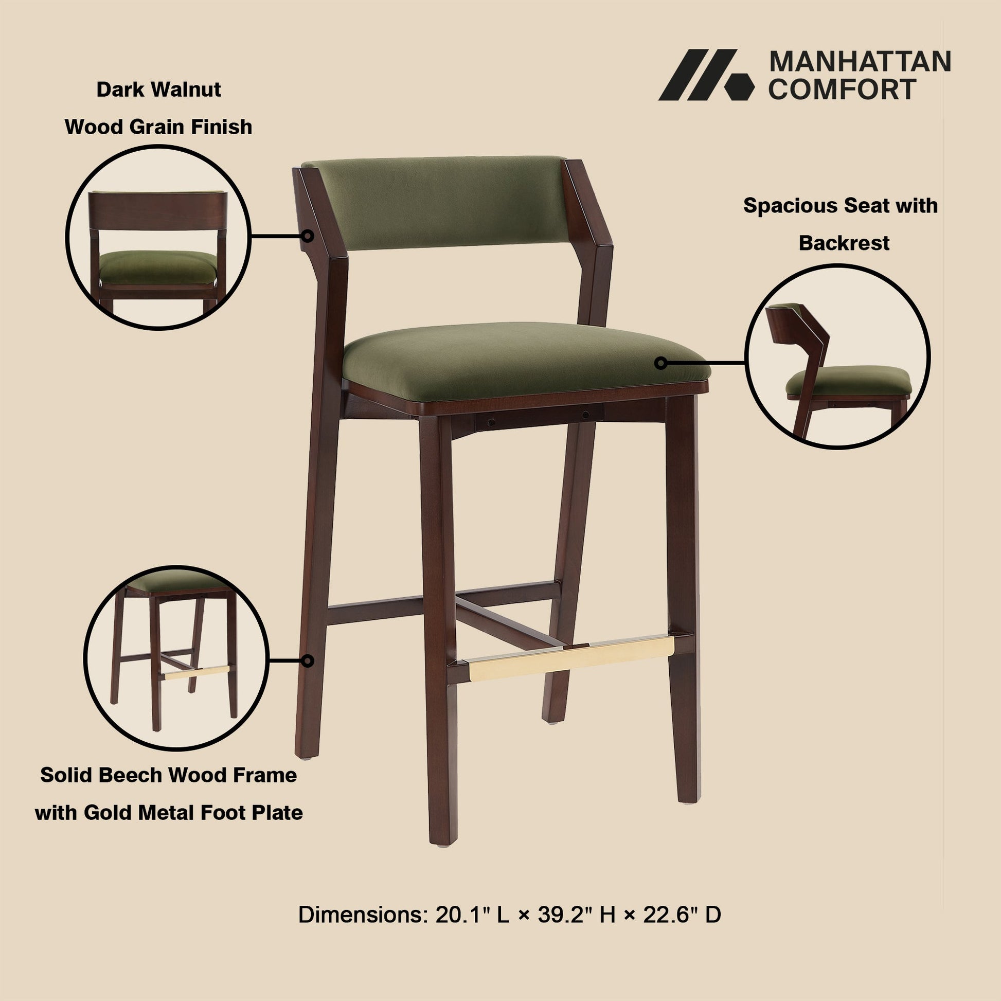 Patricia Barstool in Turtle Green - Ornate Home