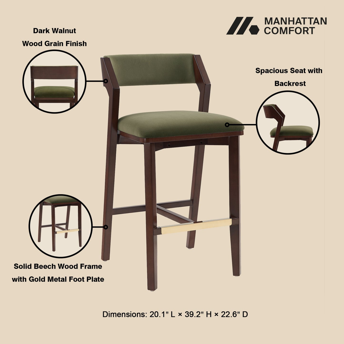 Patricia Barstool in Turtle Green (set of 3) - Ornate Home