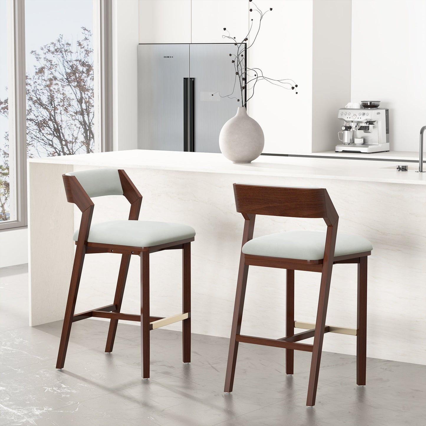 Patricia Barstool in White Glacier (set of 2) - Ornate Home