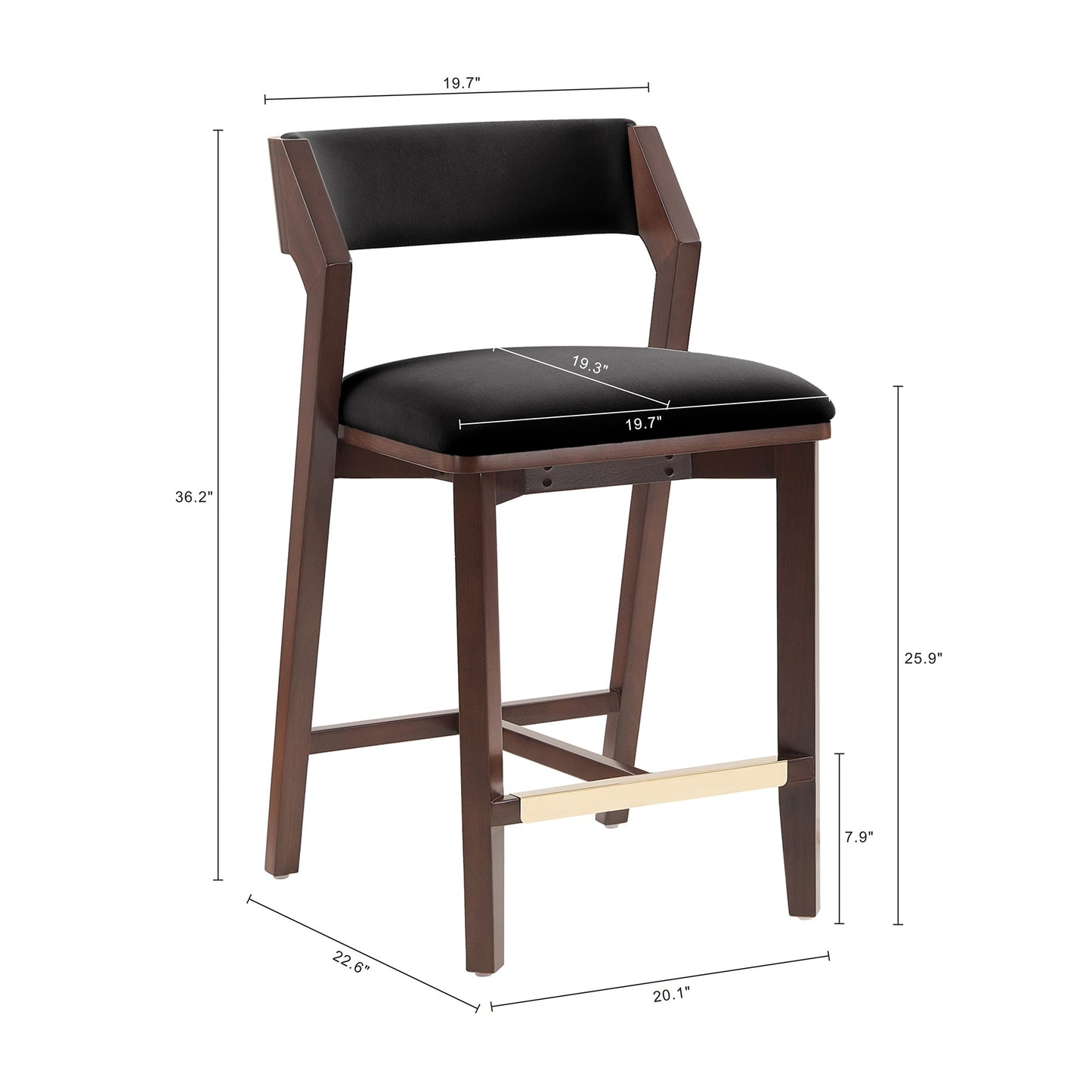 Patricia Counter Stool in Black (set of 2) - Ornate Home