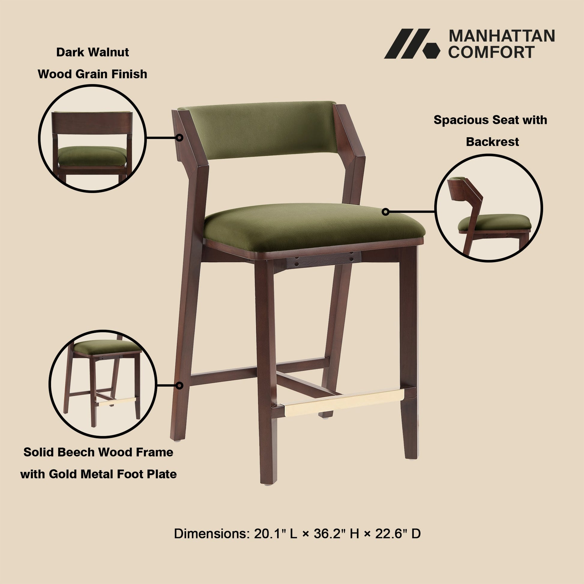 Patricia Counter Stool in Turtle Green - Ornate Home