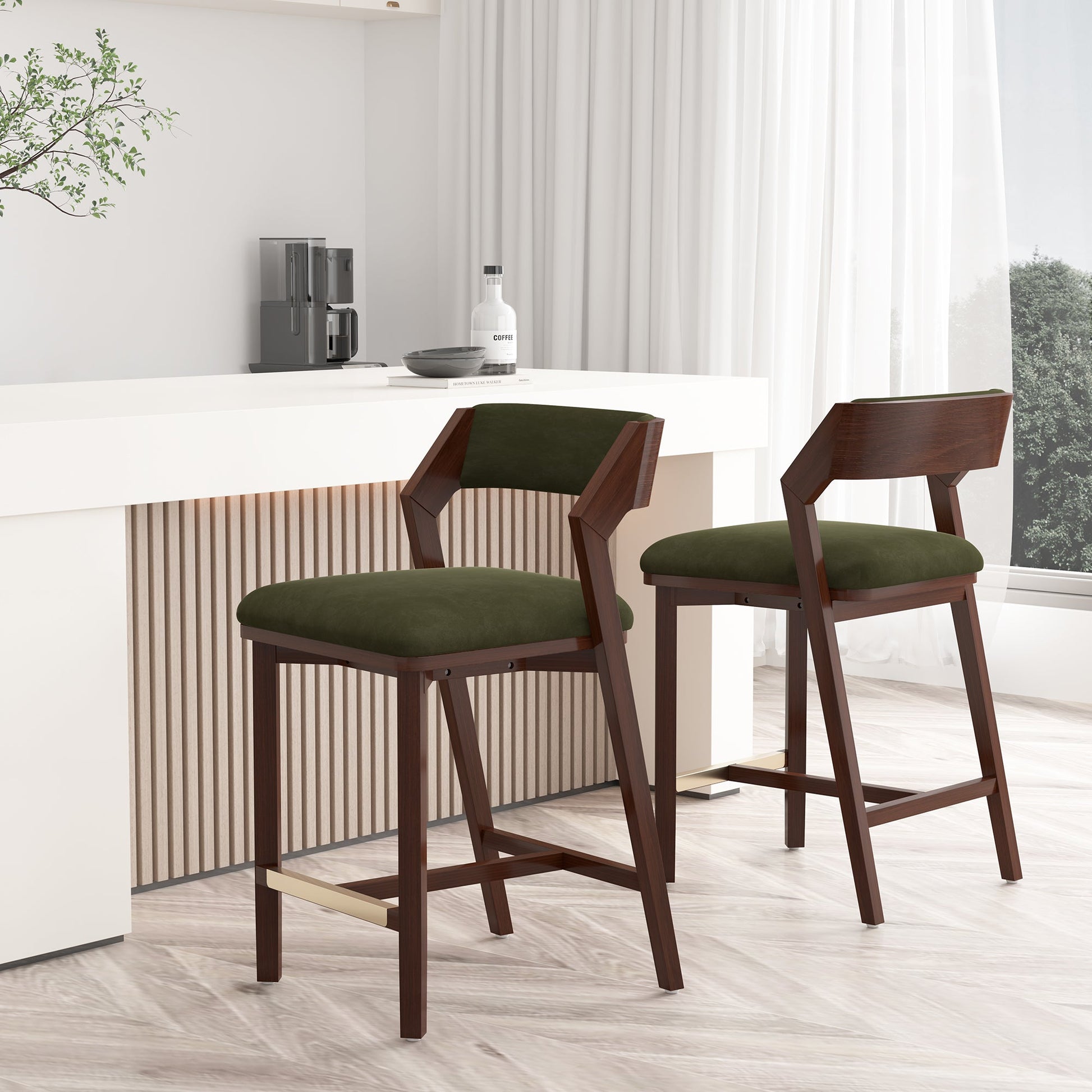 Patricia Counter Stool in Turtle Green (set of 2) - Ornate Home