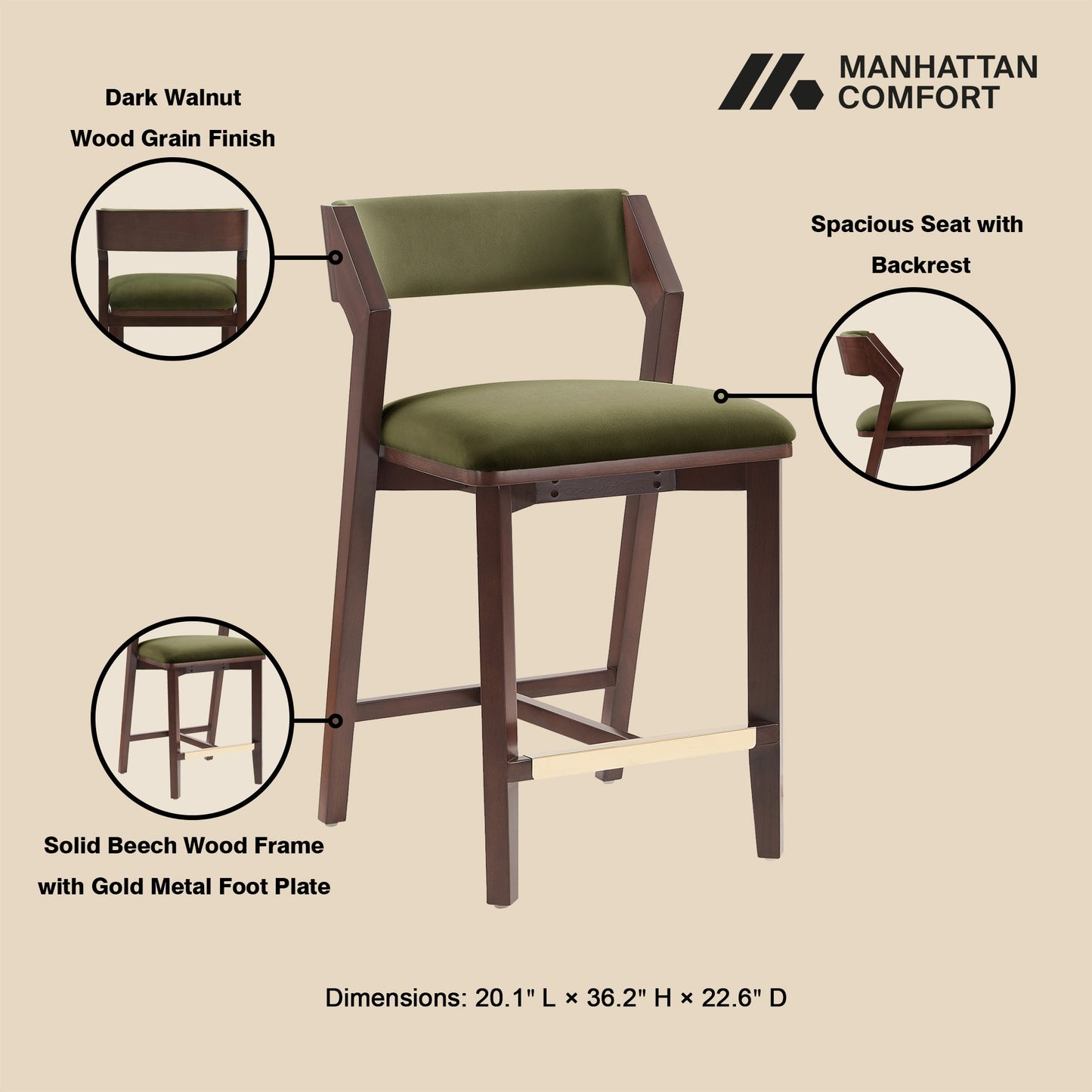 Patricia Counter Stool in Turtle Green (set of 2) - Ornate Home