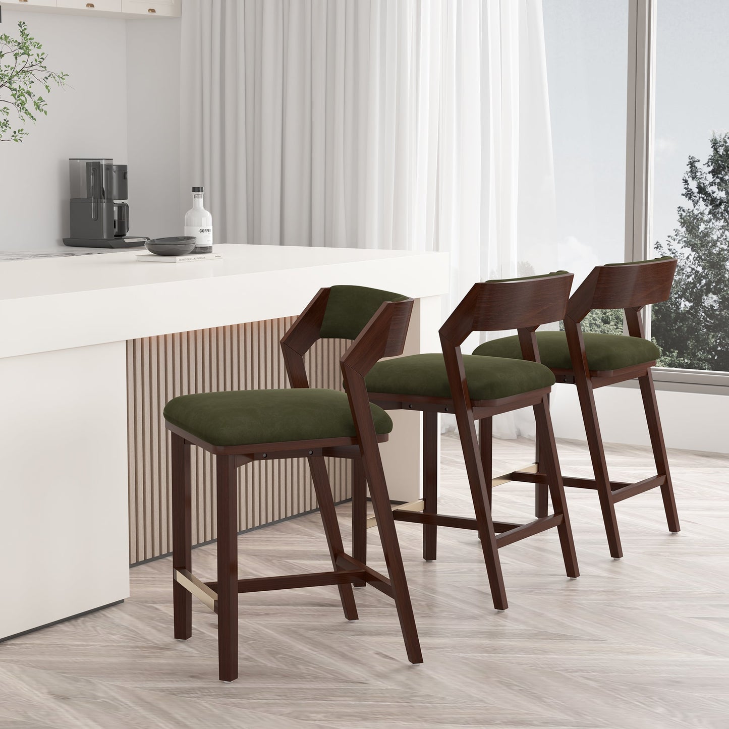 Patricia Counter Stool in Turtle Green (set of 3) - Ornate Home