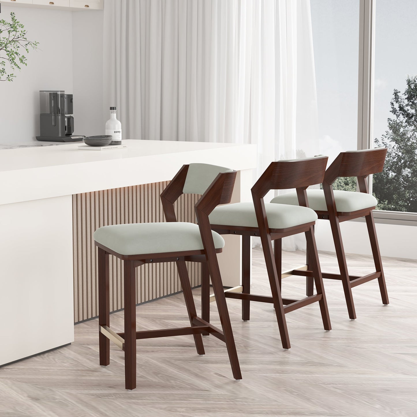 Patricia Counter Stool in White Glacier - Ornate Home