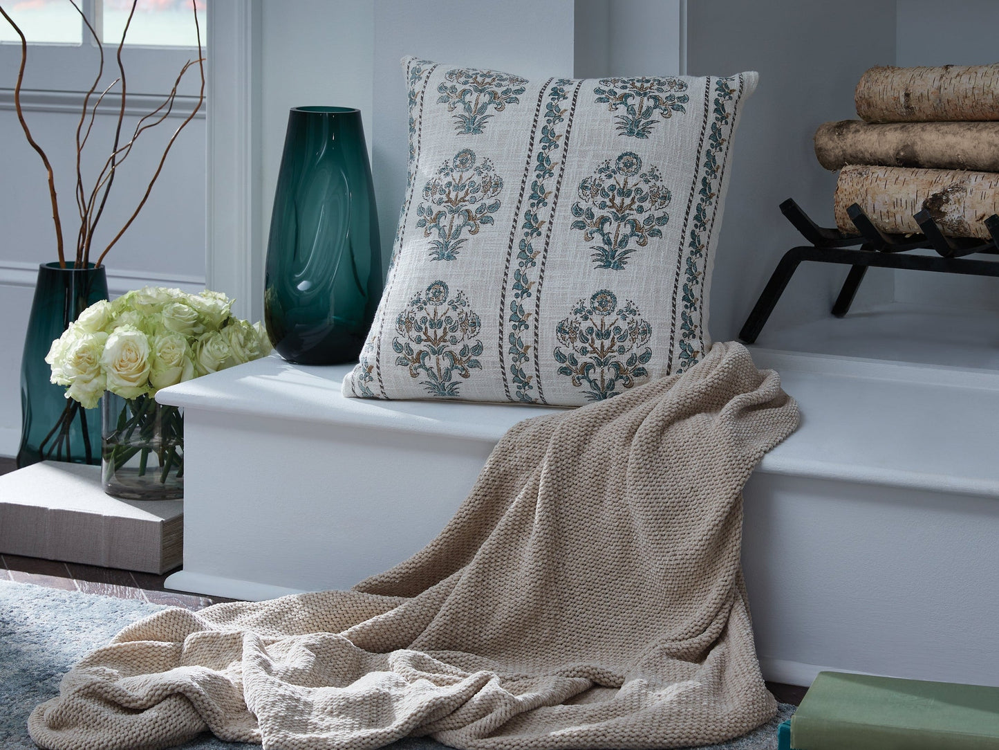 Paulmour Ivory/Green/Brown Pillow (Set of 4)- Viva Furn