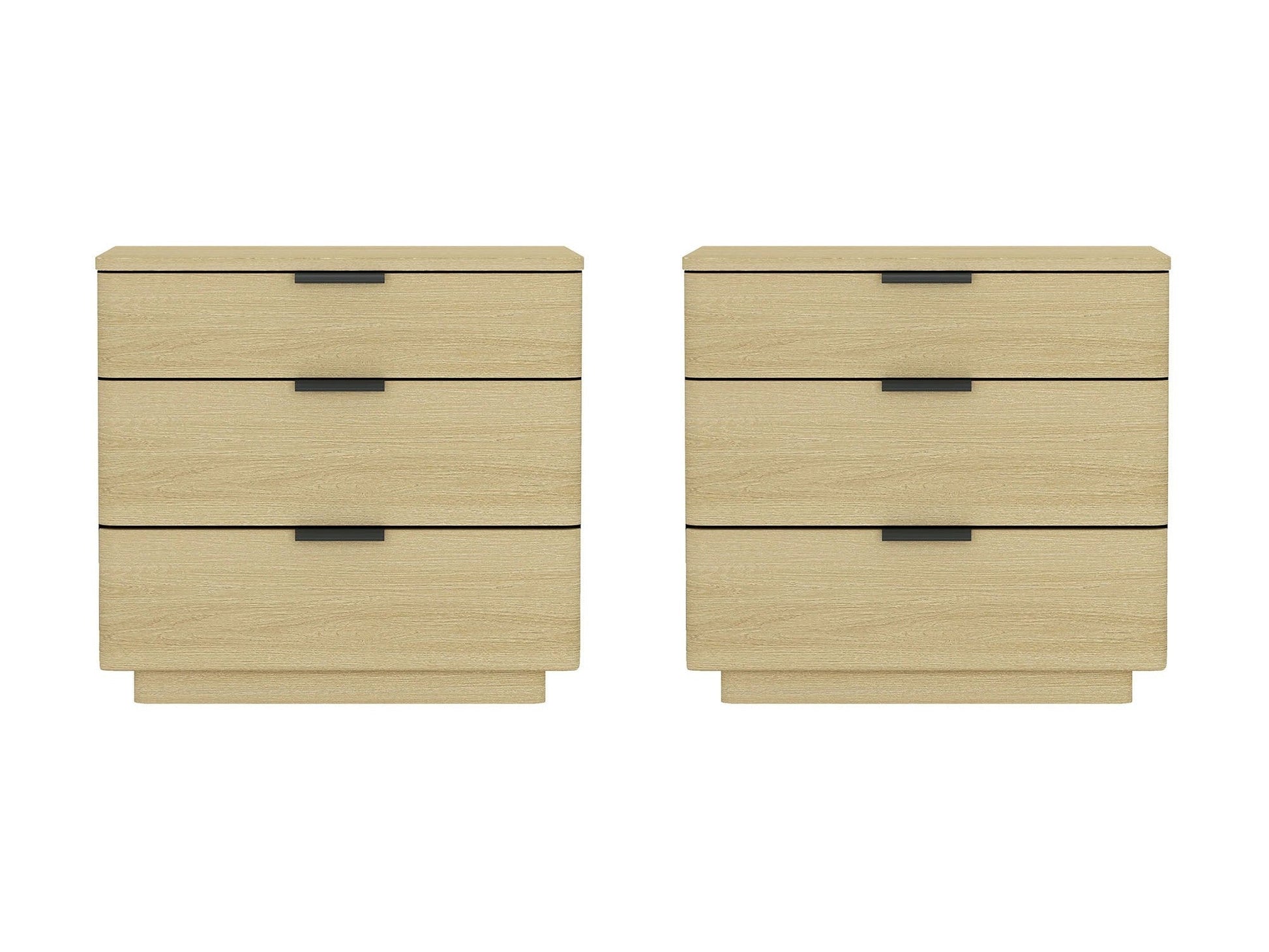 Payton Nightstand in Natural Oak and Black (set of 2) - Ornate Home