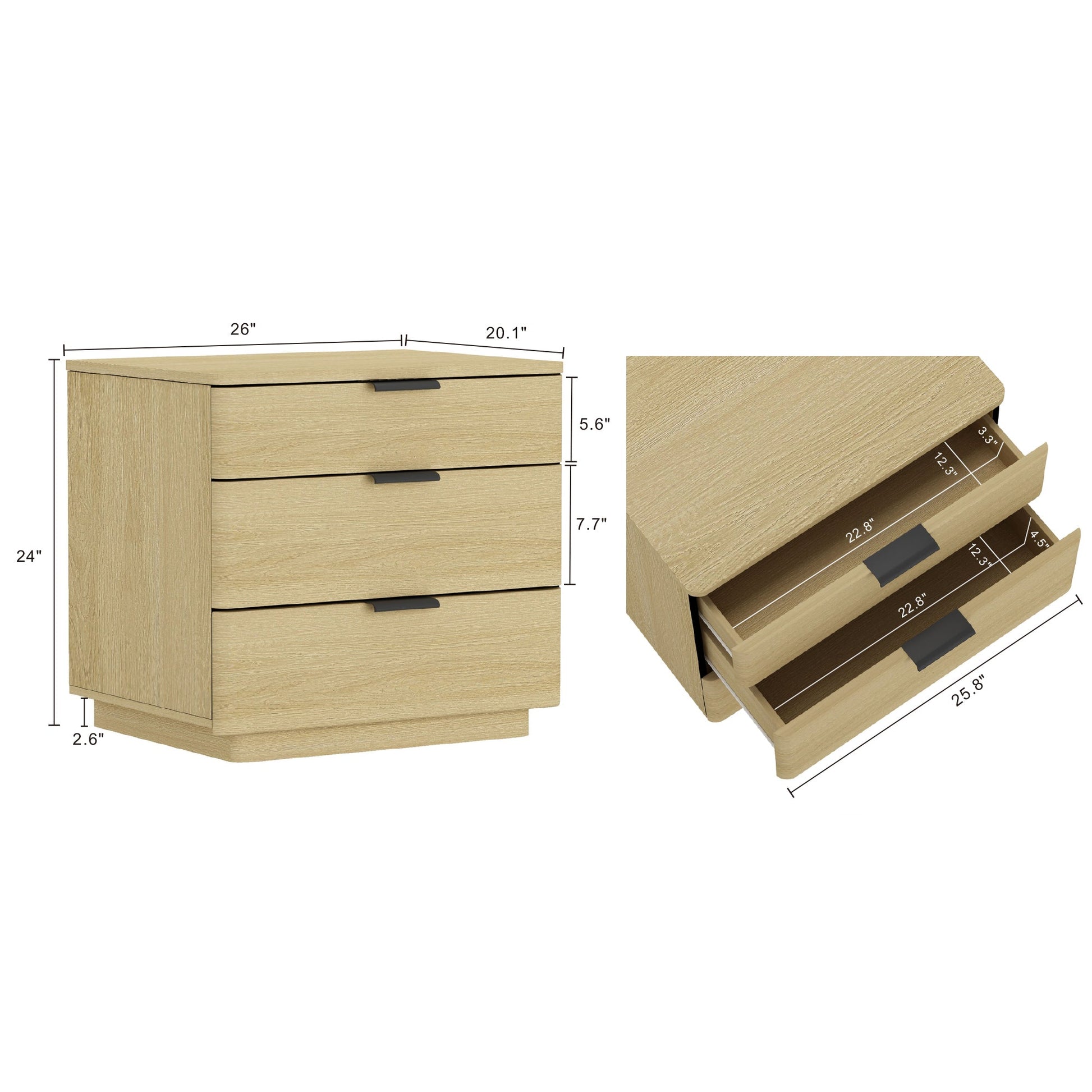 Payton Nightstand in Natural Oak and Black (set of 2) - Ornate Home