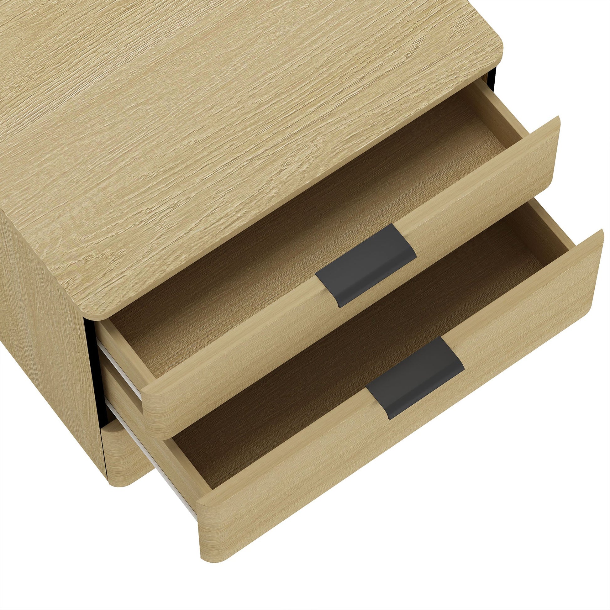 Payton Nightstand in Natural Oak and Black (set of 2) - Ornate Home