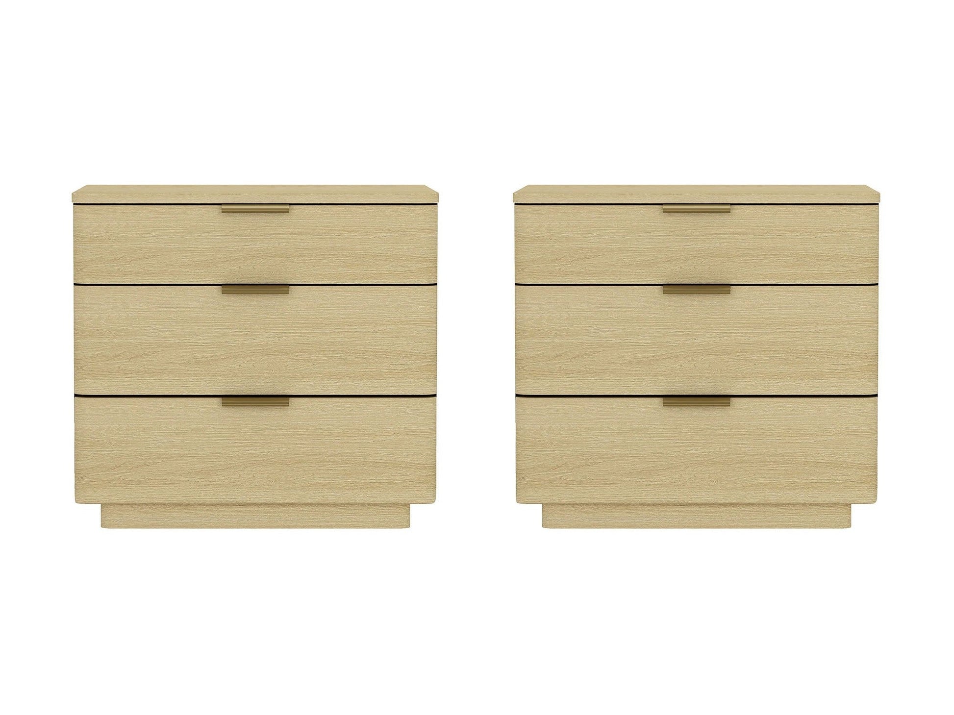 Payton Nightstand in Natural Oak and Gold (set of 2) - Ornate Home