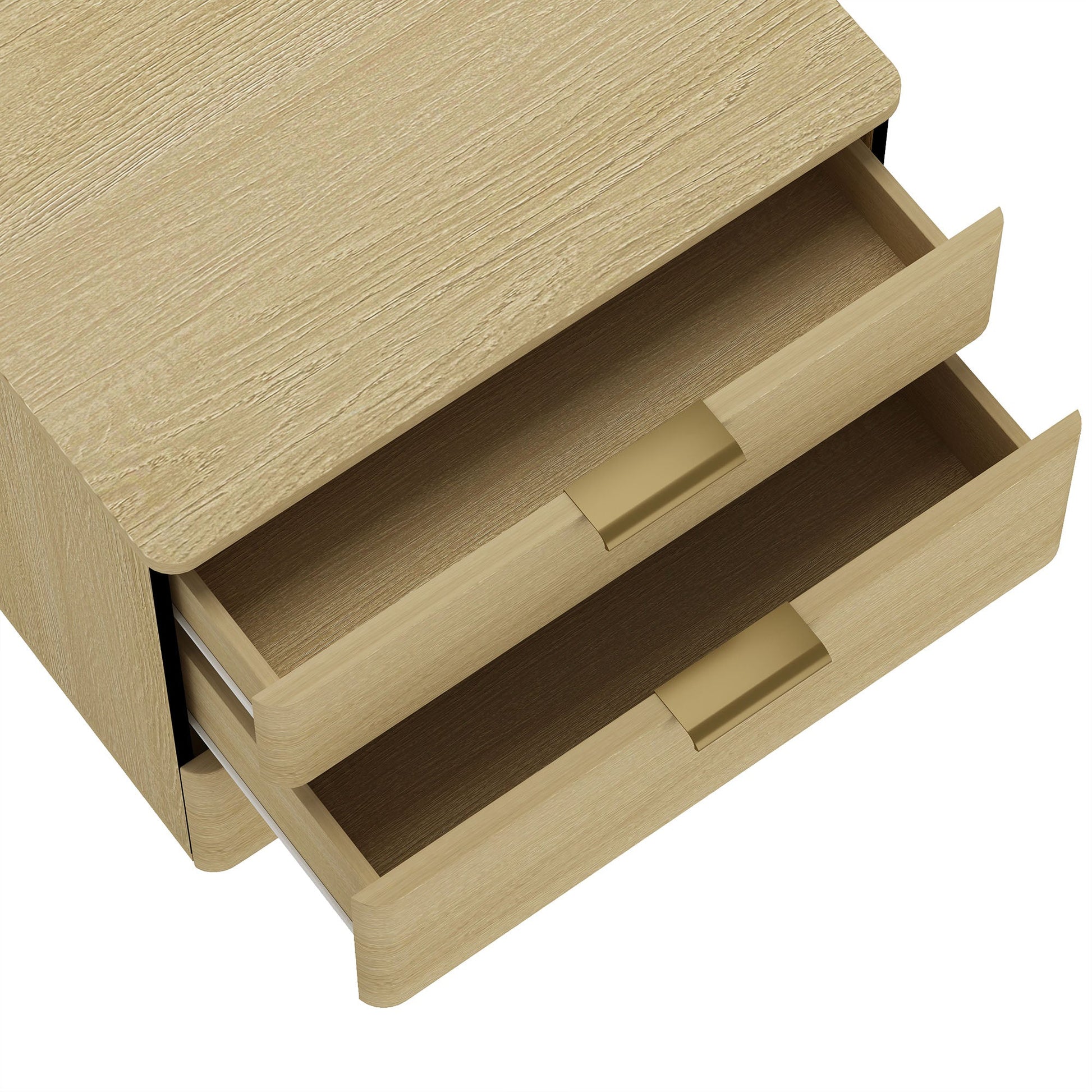 Payton Nightstand in Natural Oak and Gold (set of 2) - Ornate Home