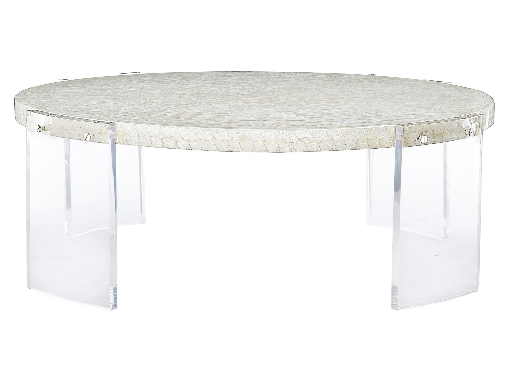 Pearle Capiz/Polished Stainless Steel Cocktail Table - Ornate Home