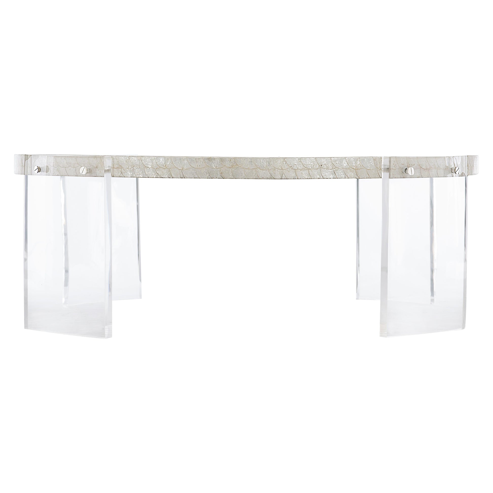 Pearle Capiz/Polished Stainless Steel Cocktail Table - Ornate Home