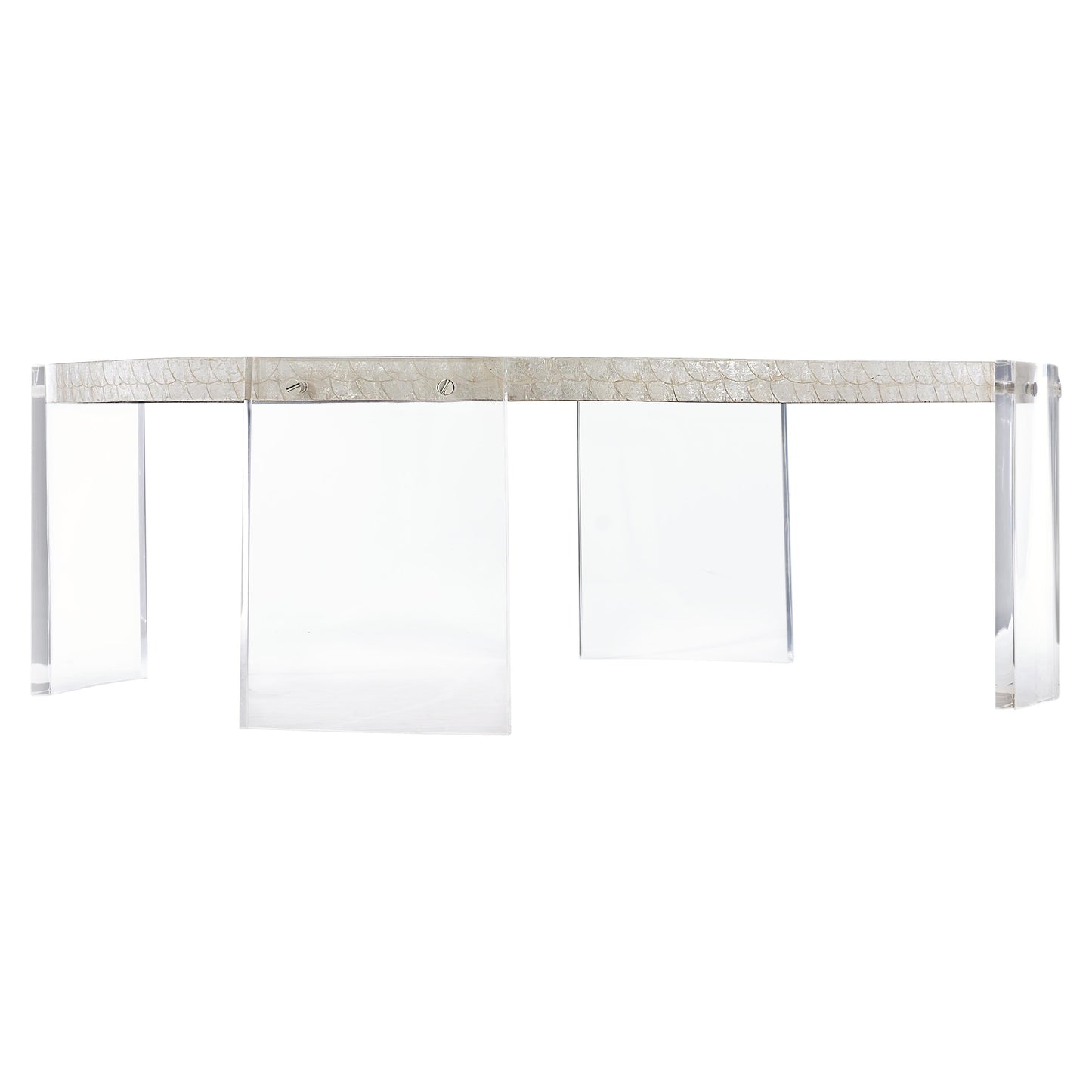 Pearle Capiz/Polished Stainless Steel Cocktail Table - Ornate Home