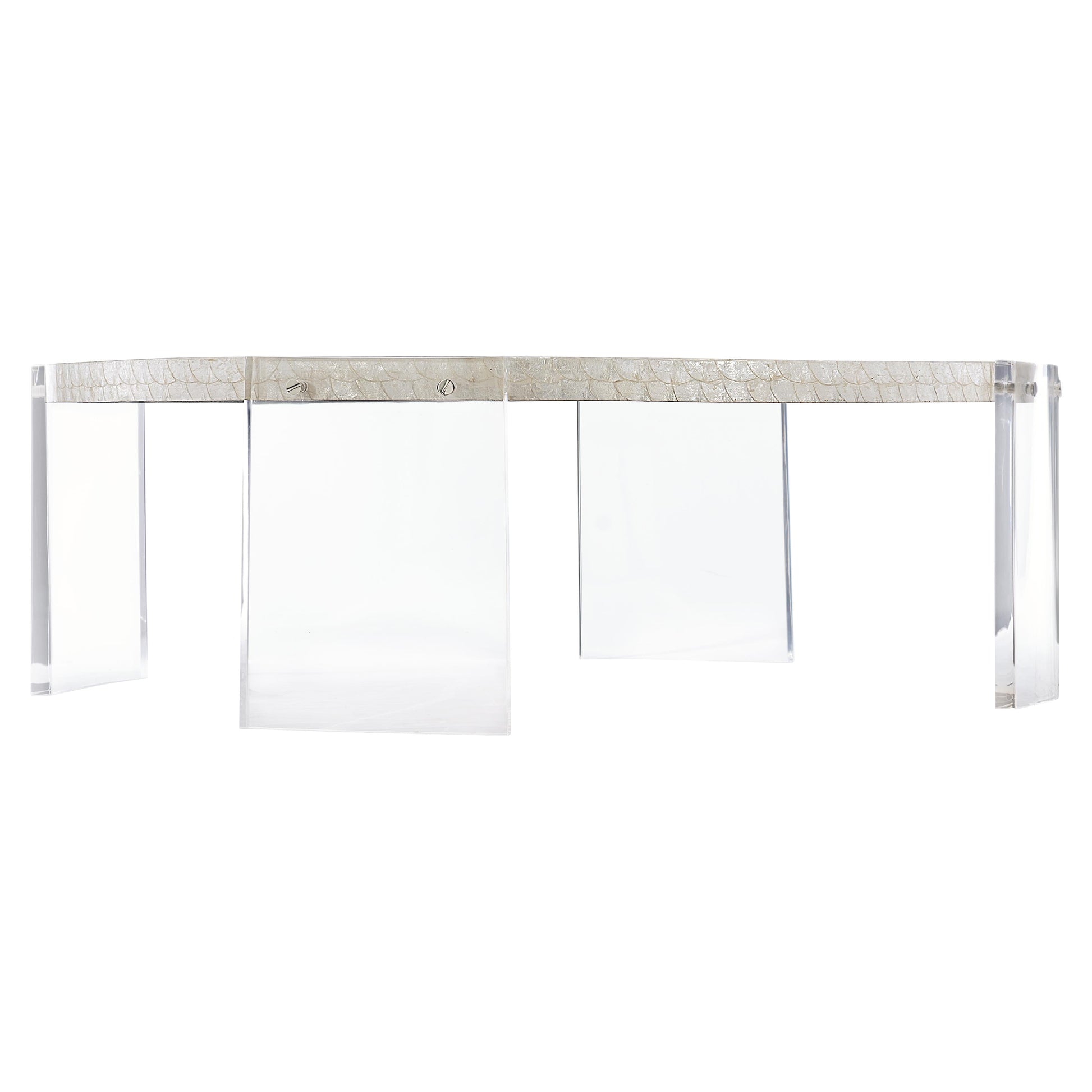 Pearle Capiz/Polished Stainless Steel Cocktail Table - Ornate Home