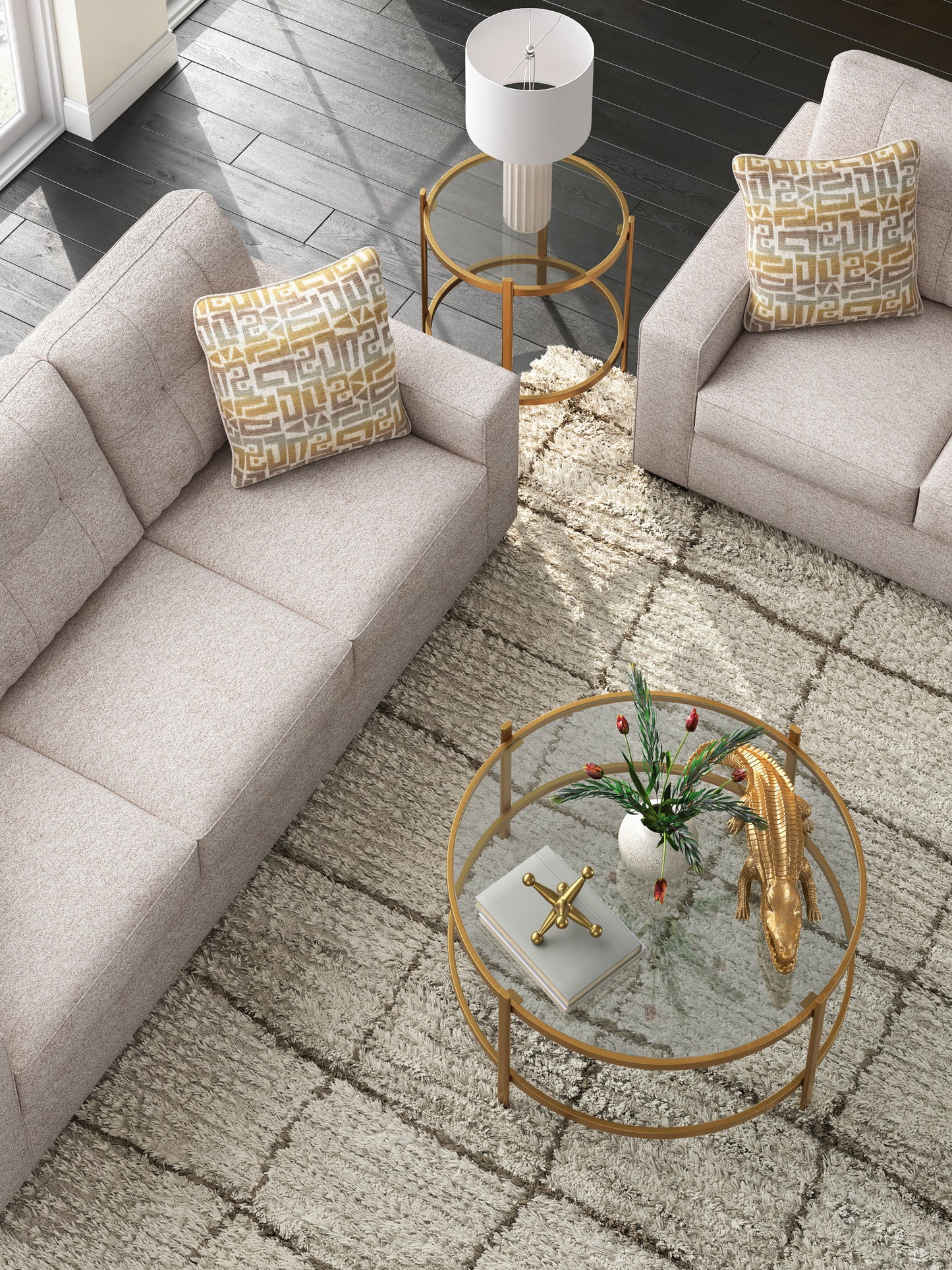 Pearlox Gold Occasional Table Set (Set of 3)- Viva Furn