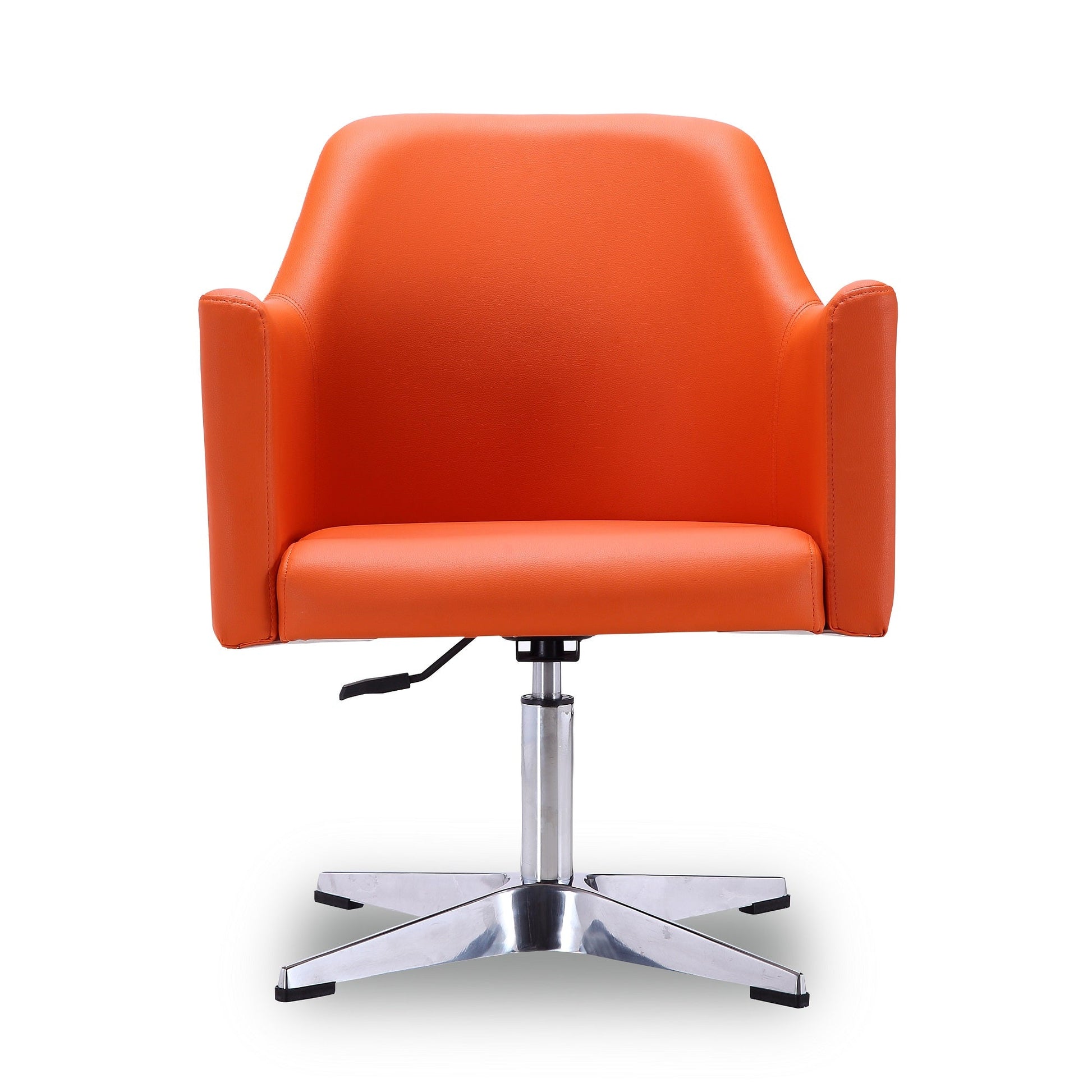Pelo Adjustable Height Swivel Accent Chair in Orange and Polished Chrome - Ornate Home