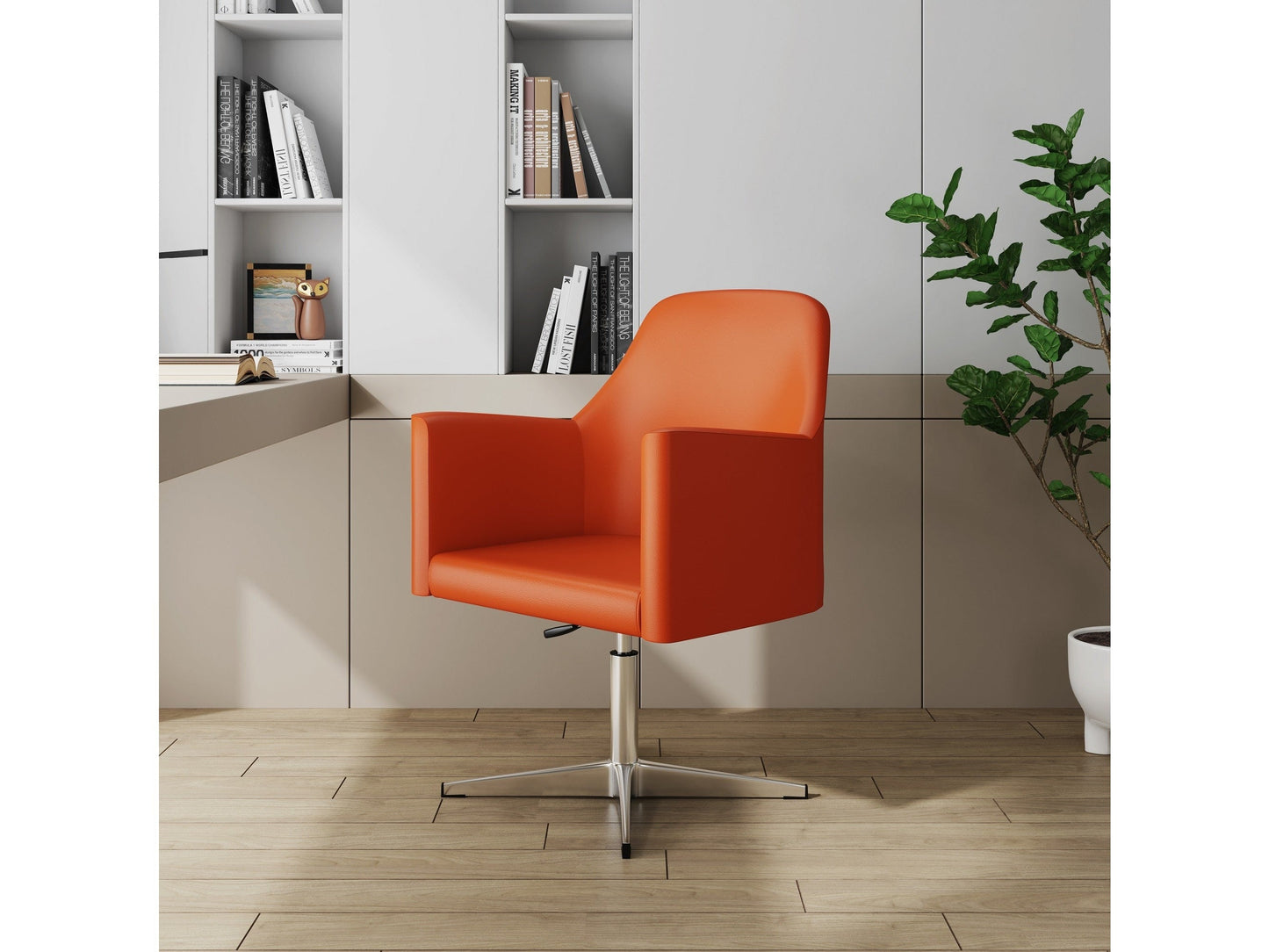 Pelo Adjustable Height Swivel Accent Chair in Orange and Polished Chrome (set of 2) - Ornate Home