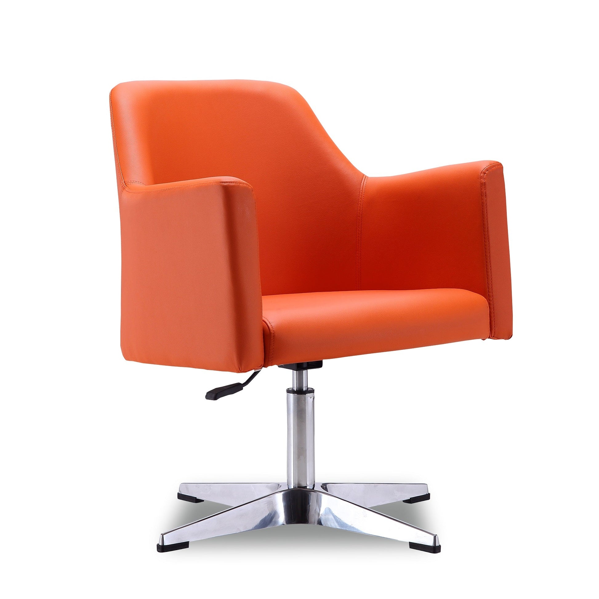 Pelo Adjustable Height Swivel Accent Chair in Orange and Polished Chrome (set of 2) - Ornate Home
