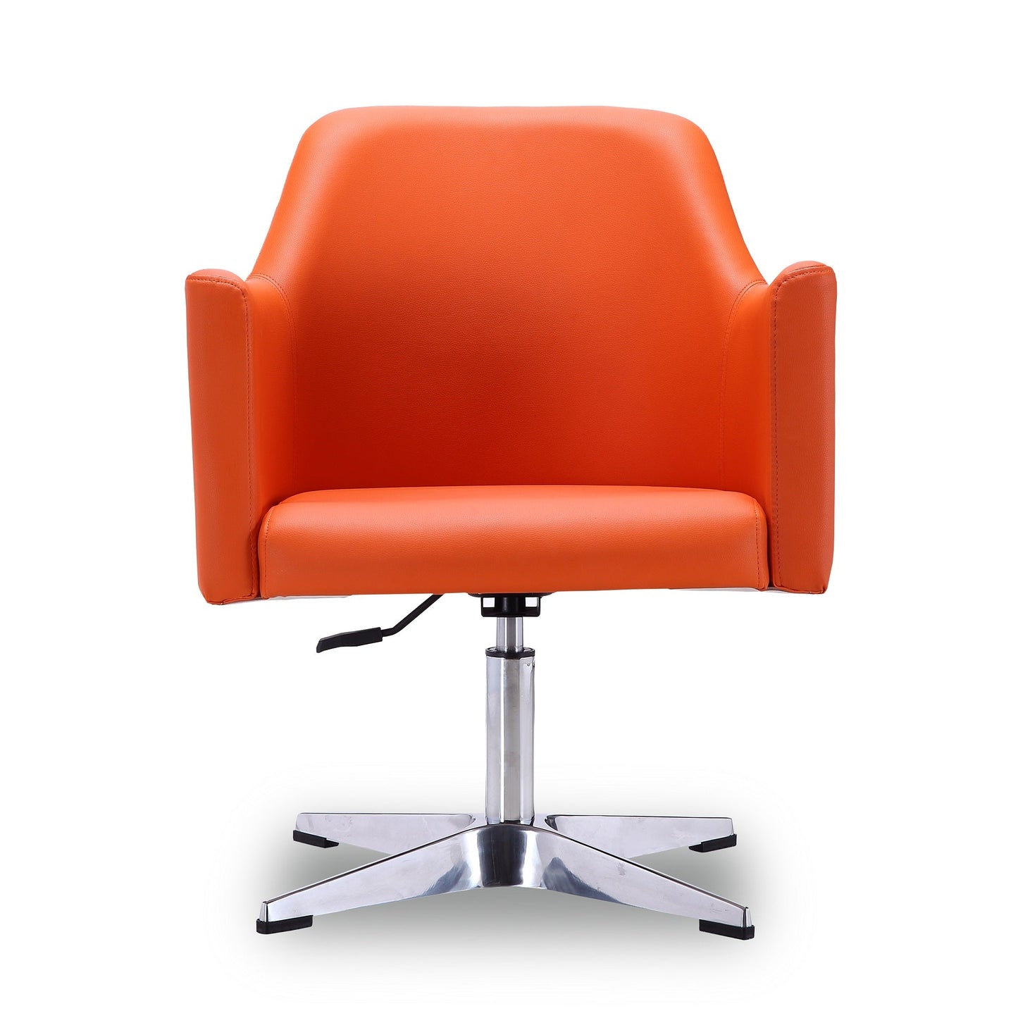 Pelo Adjustable Height Swivel Accent Chair in Orange and Polished Chrome (set of 2) - Ornate Home