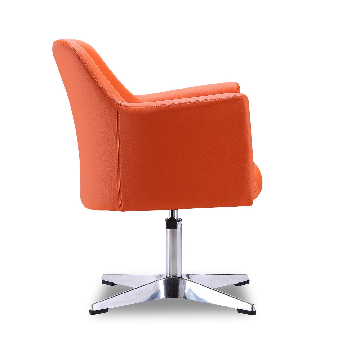 Pelo Adjustable Height Swivel Accent Chair in Orange and Polished Chrome (set of 2) - Ornate Home