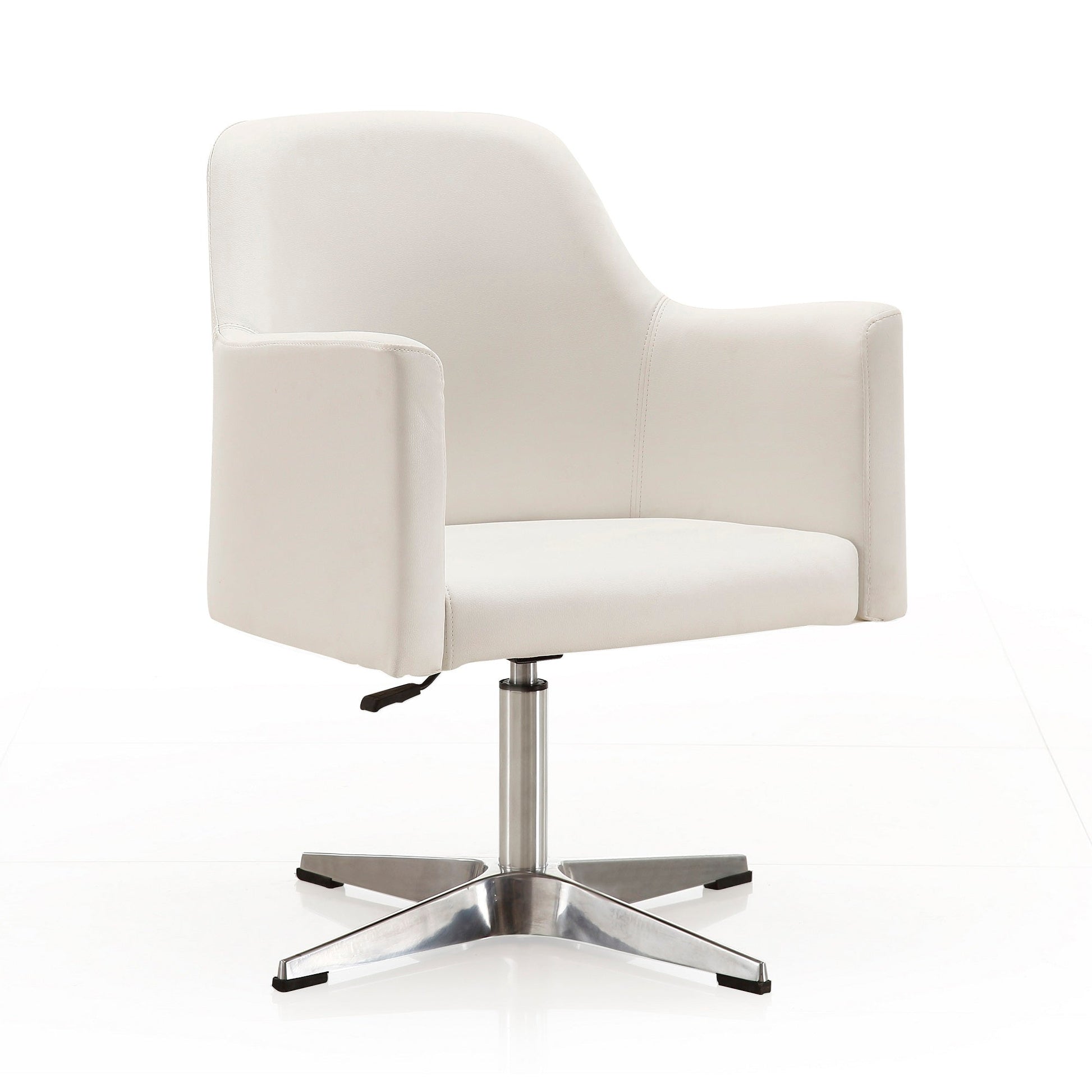 Pelo Adjustable Height Swivel Accent Chair in White and Polished Chrome (set of 2) - Ornate Home