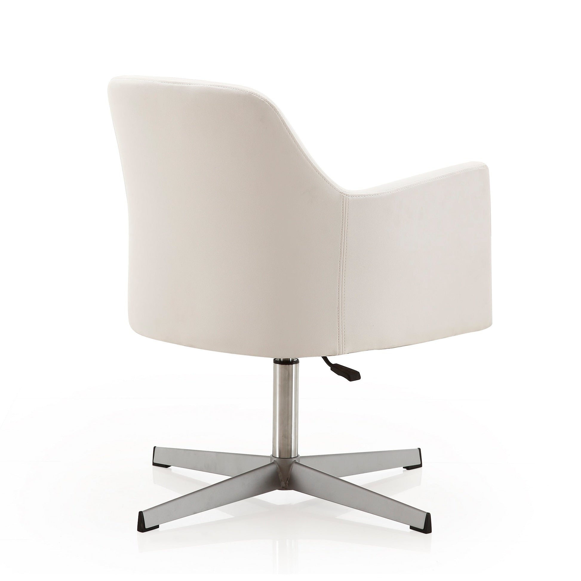 Pelo Adjustable Height Swivel Accent Chair in White and Polished Chrome (set of 2) - Ornate Home