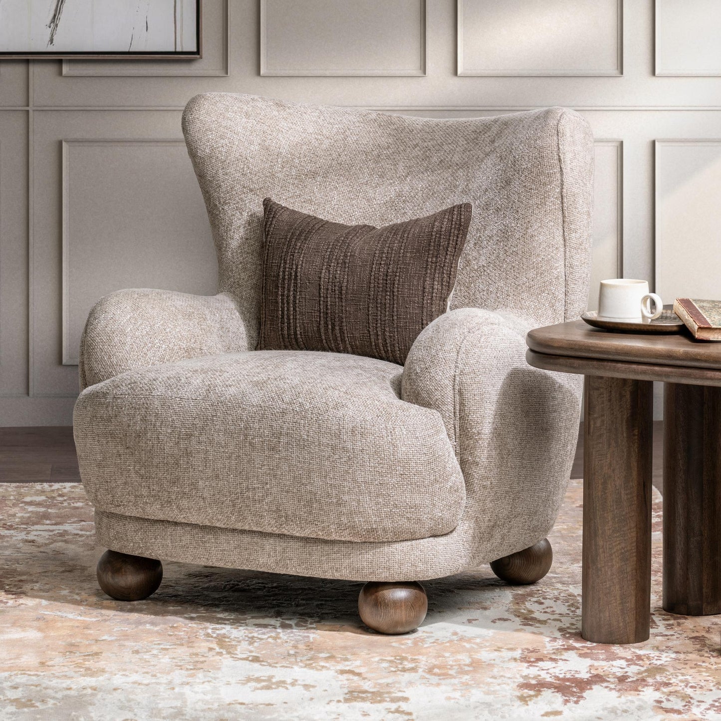 Penelope Mushroom Taupe Accent Chair - Ornate Home