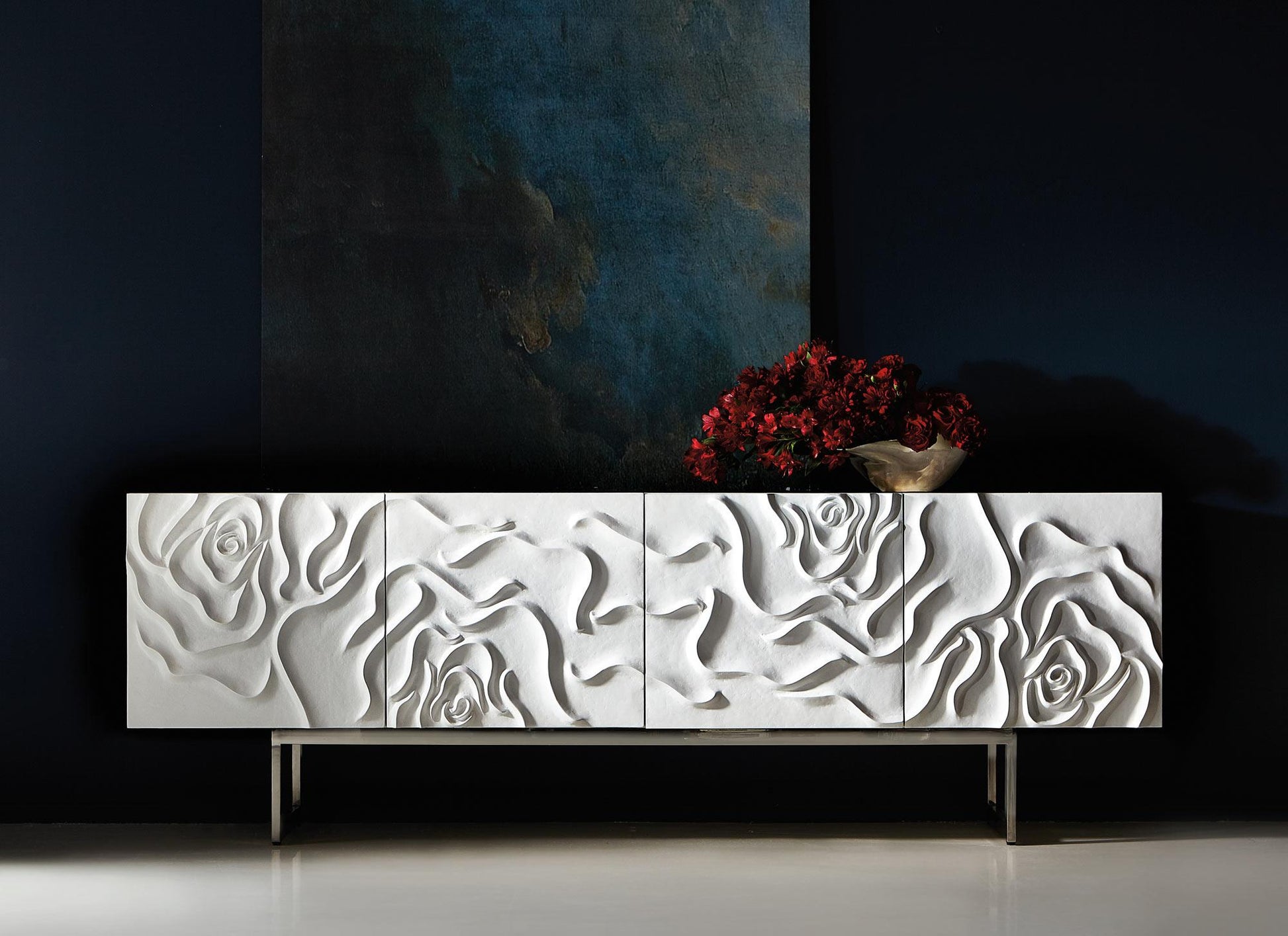 Penrose White Plaster Entertainment Credenza - Ornate Home