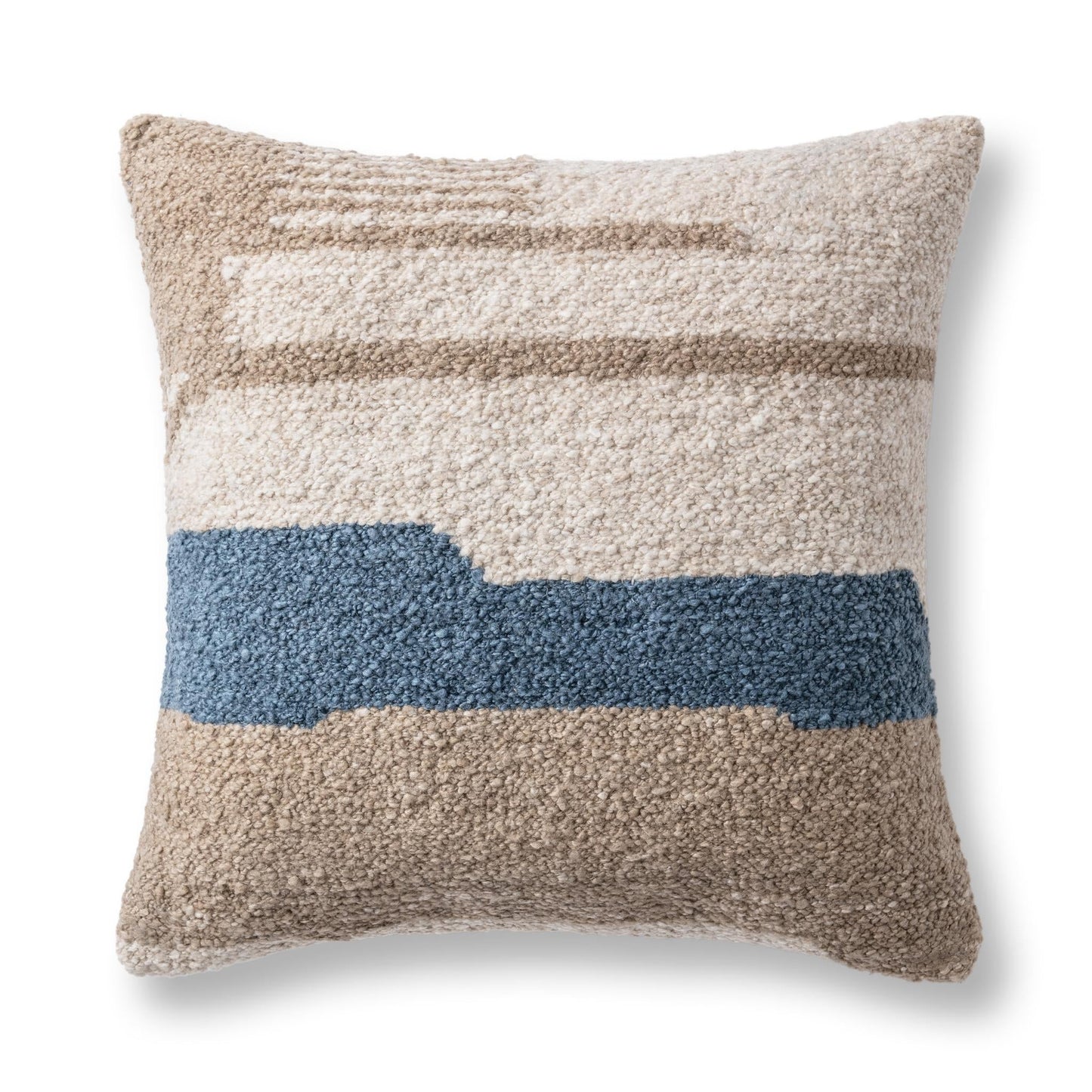 Performance Sita Blue Sea/ Natural 22x22 Throw Pillow (Set of 2) - Ornate Home