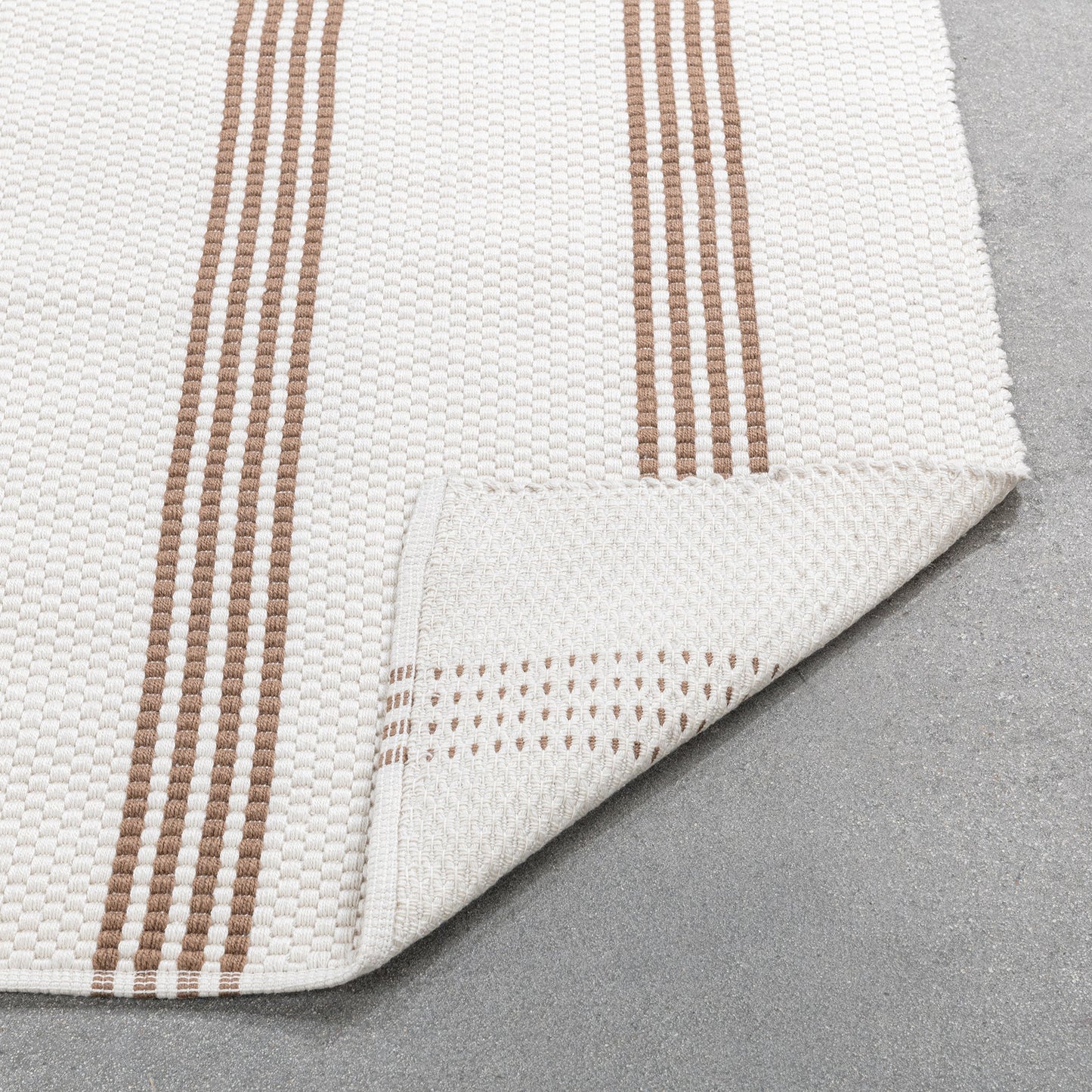 Performance Sorrento Ivory/Coconut Brown Stripe Rug - Ornate Home