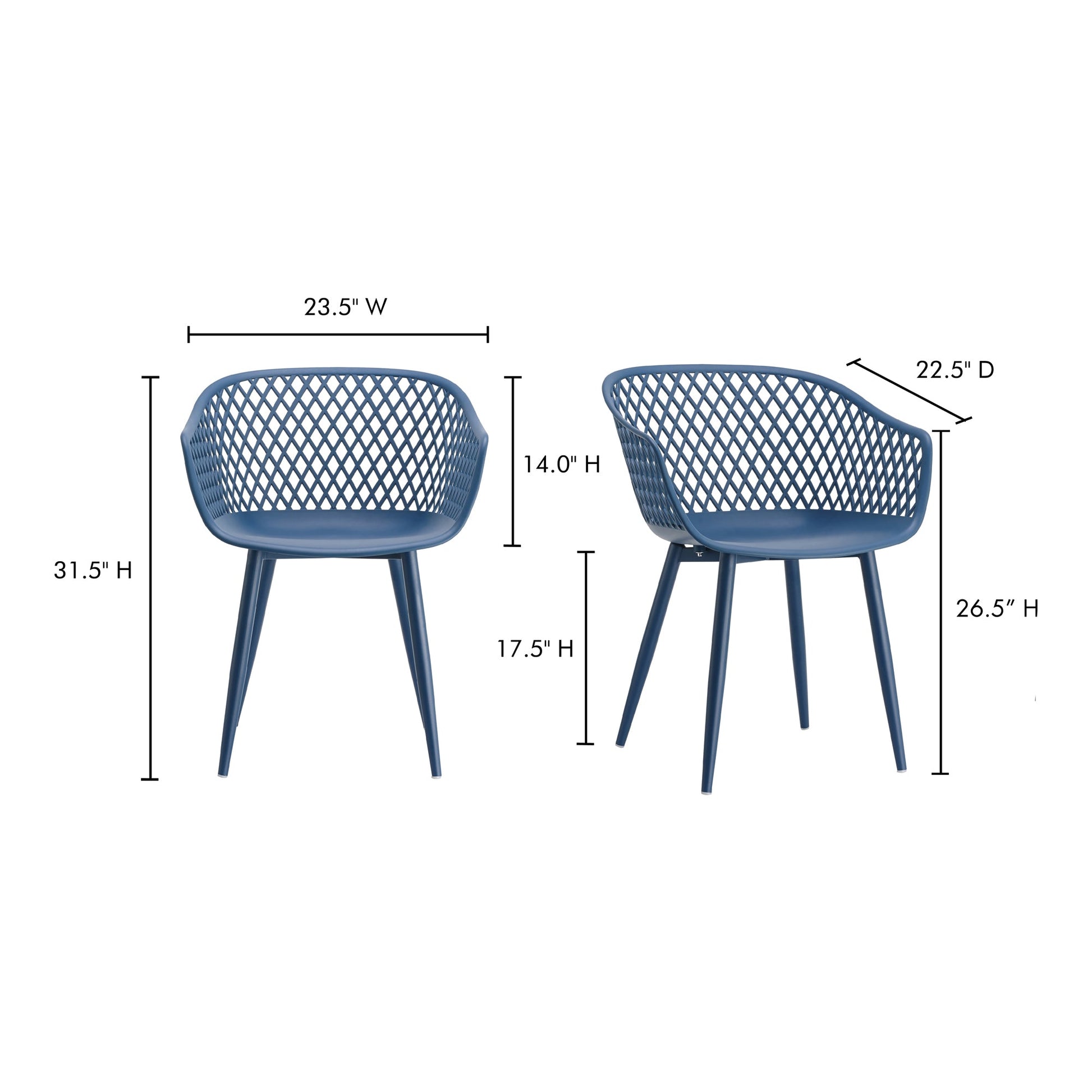 Piazza Blue Outdoor Chair (Set of 2) - Ornate Home