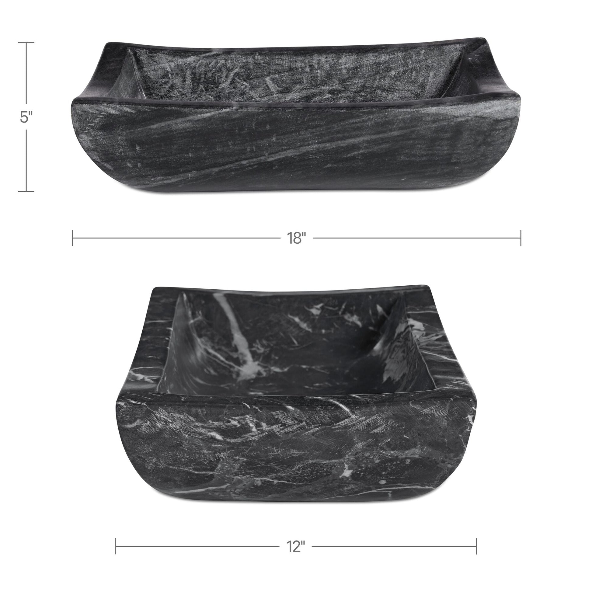 Piero Black Basin Marble Bowl - Ornate Home