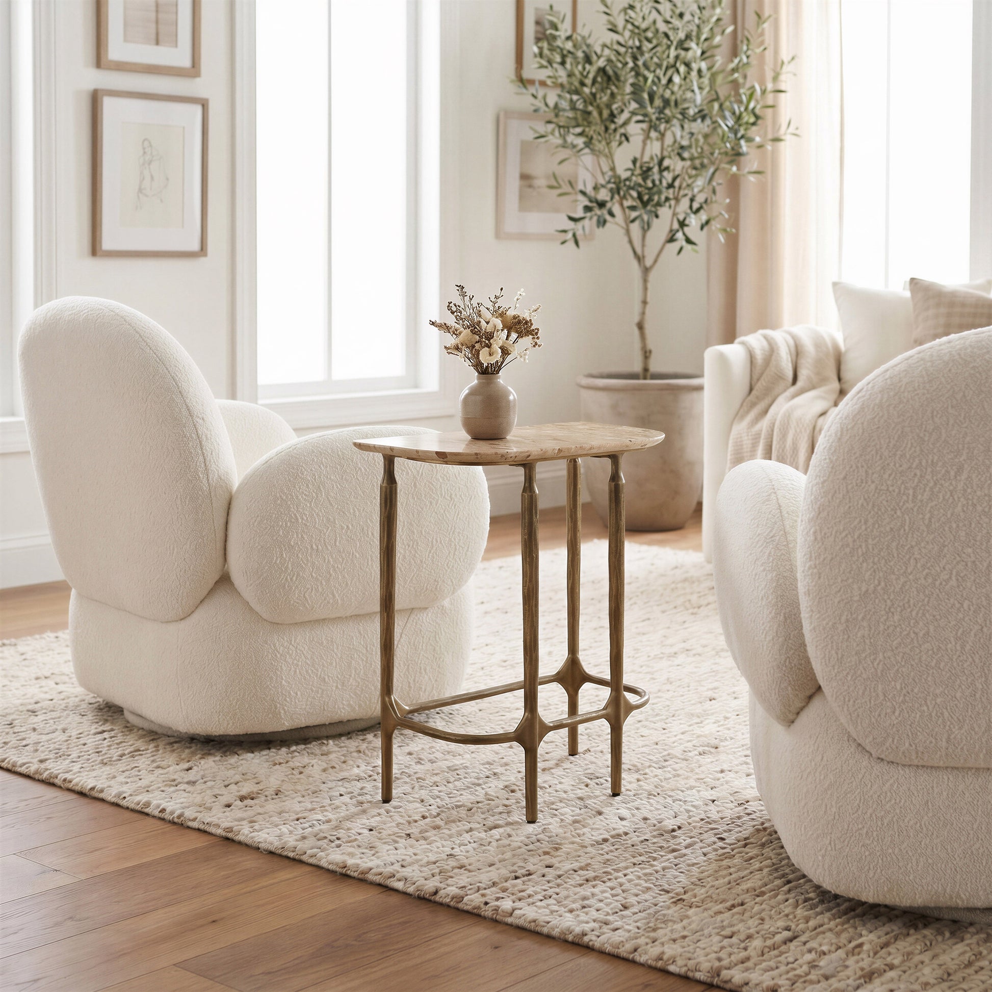 Pilka White Swivel Chair - Ornate Home