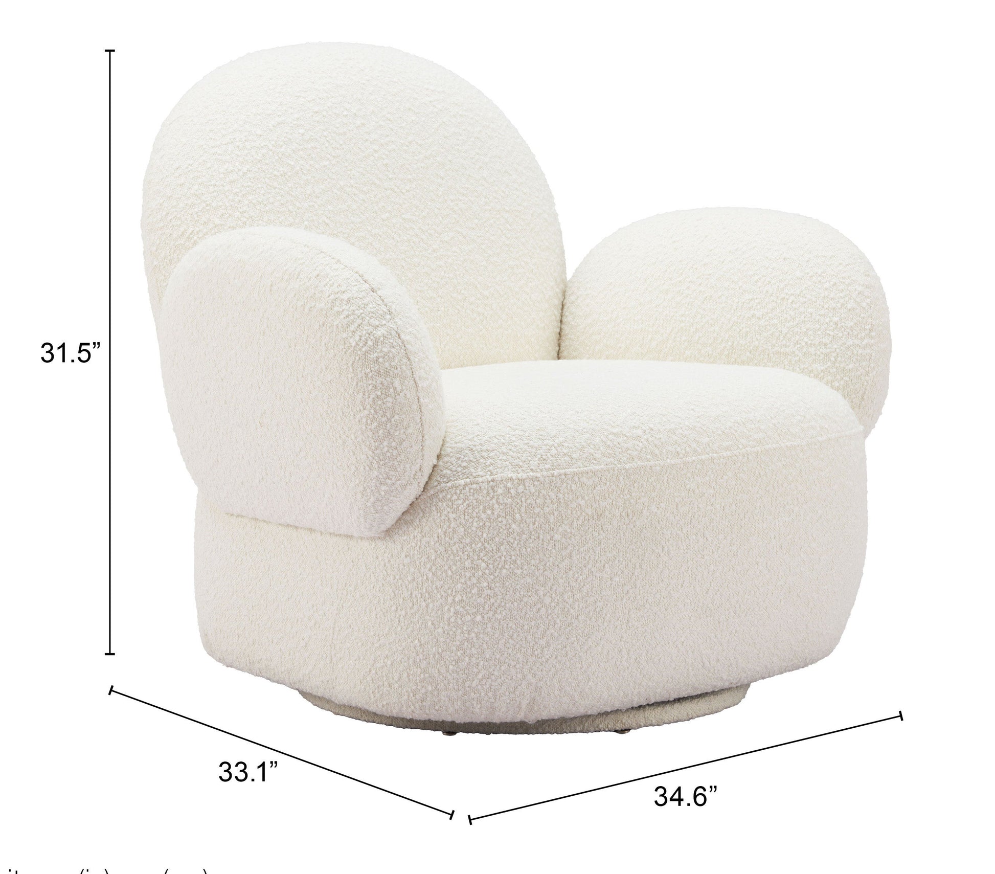 Pilka White Swivel Chair - Ornate Home