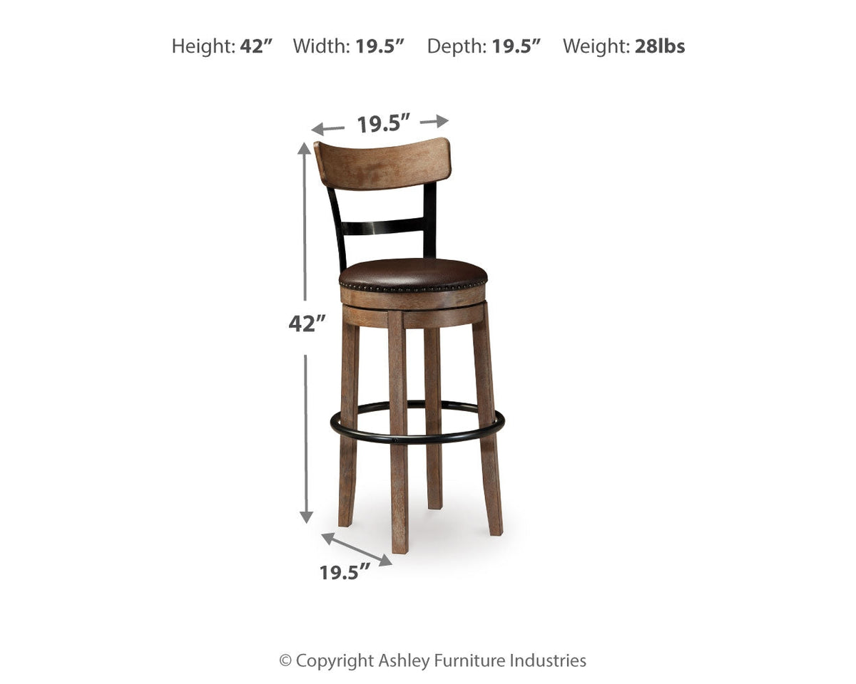 Pinnadel Grayish Brown Bar Height Bar Stool (Set of 2) - Ornate Home