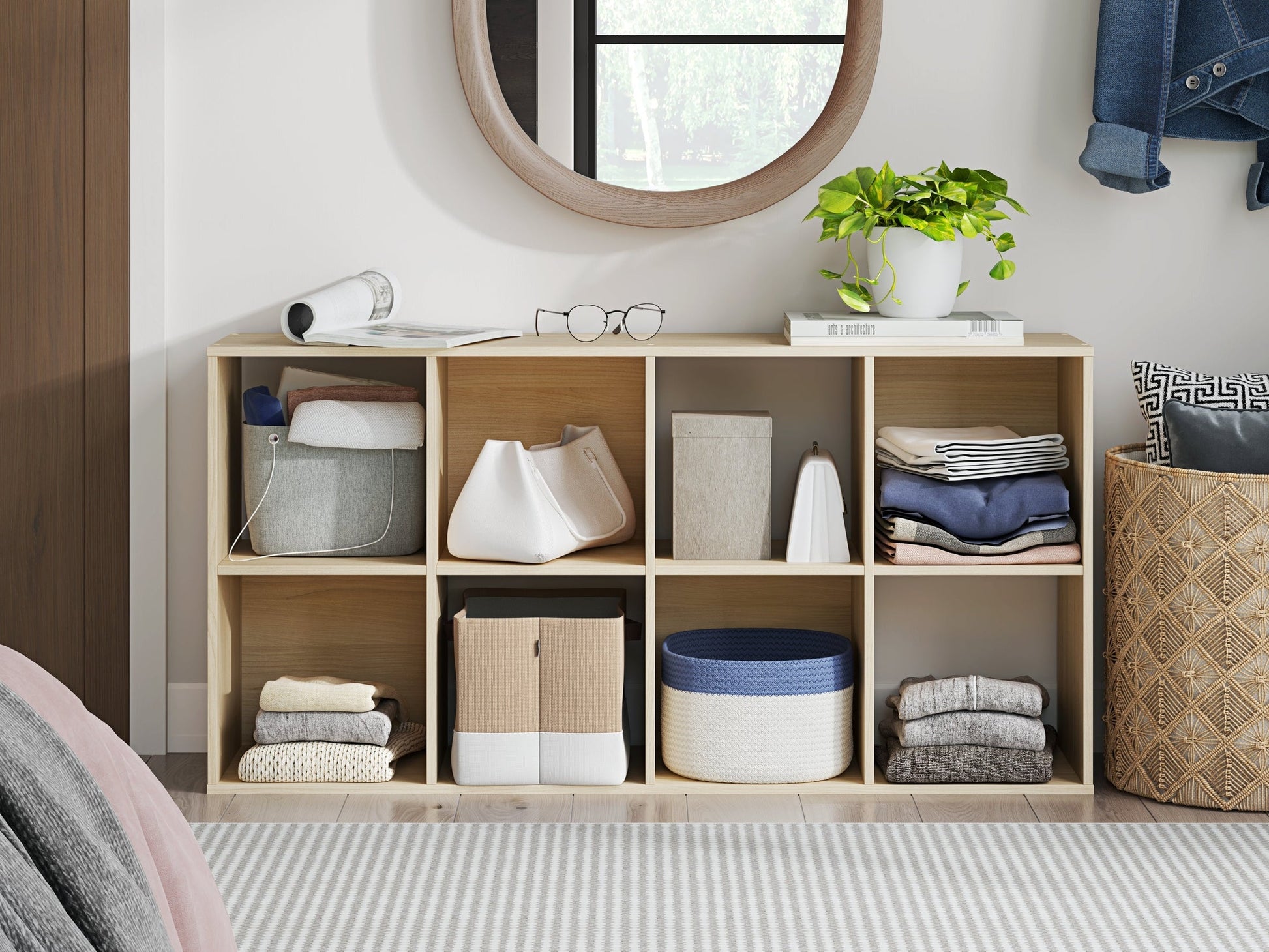 Piperton Tan Eight Cube Organizer- Viva Furn
