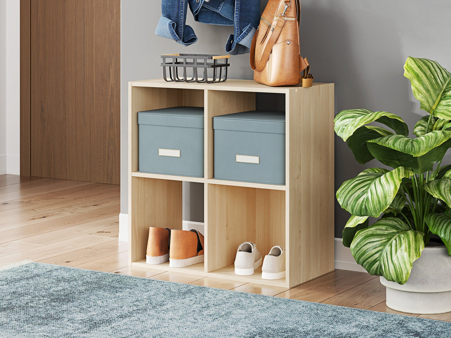 Piperton Tan Four Cube Organizer- Viva Furn