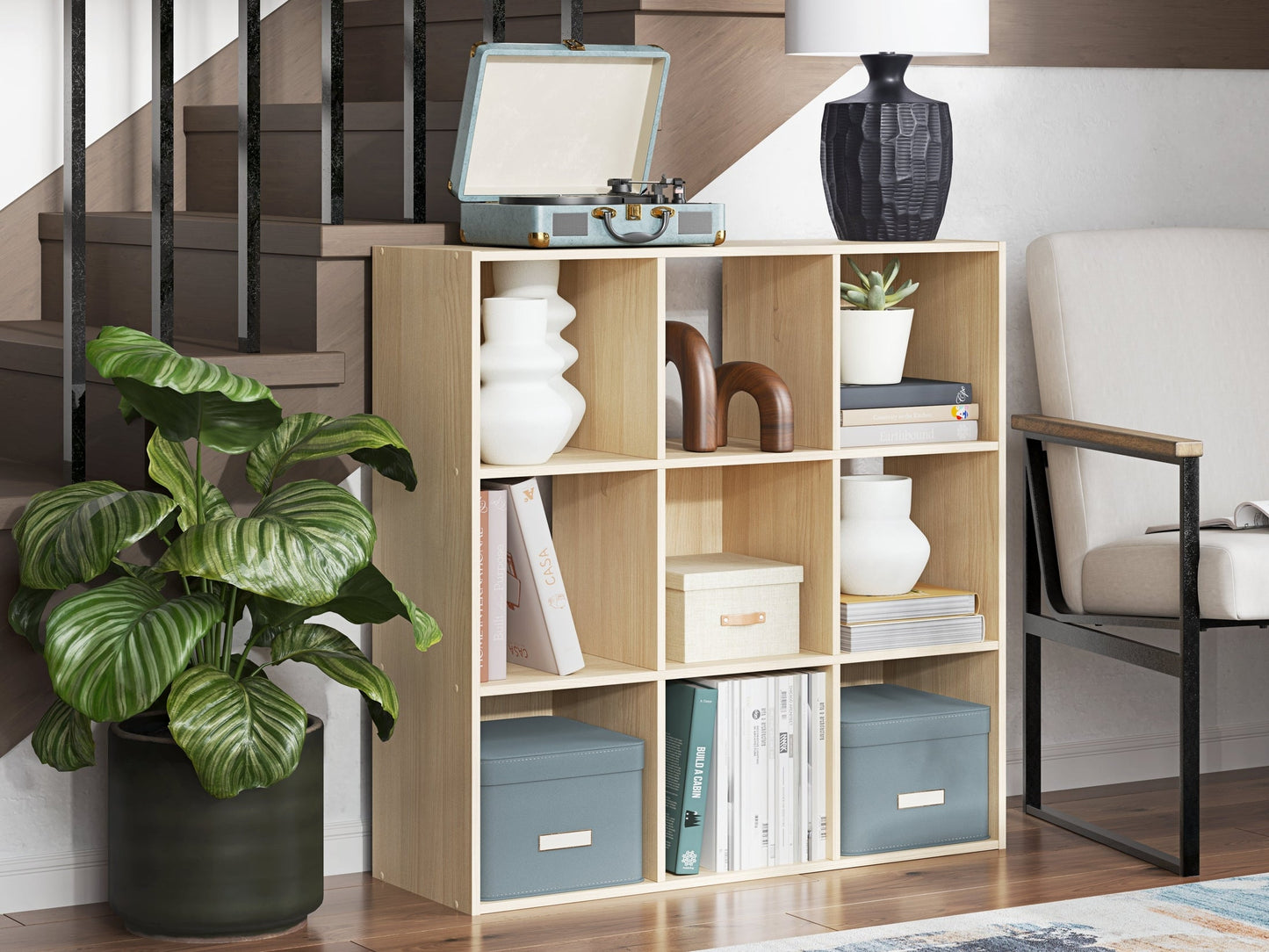 Piperton Tan Nine Cube Organizer- Viva Furn