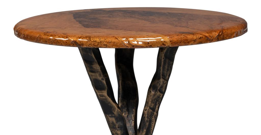 Planter's Brown/Brass Side Table - Ornate Home
