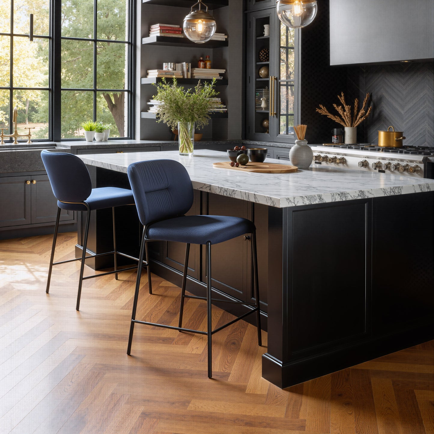 Plat Blue Counter Stool (Set of 2) - Ornate Home
