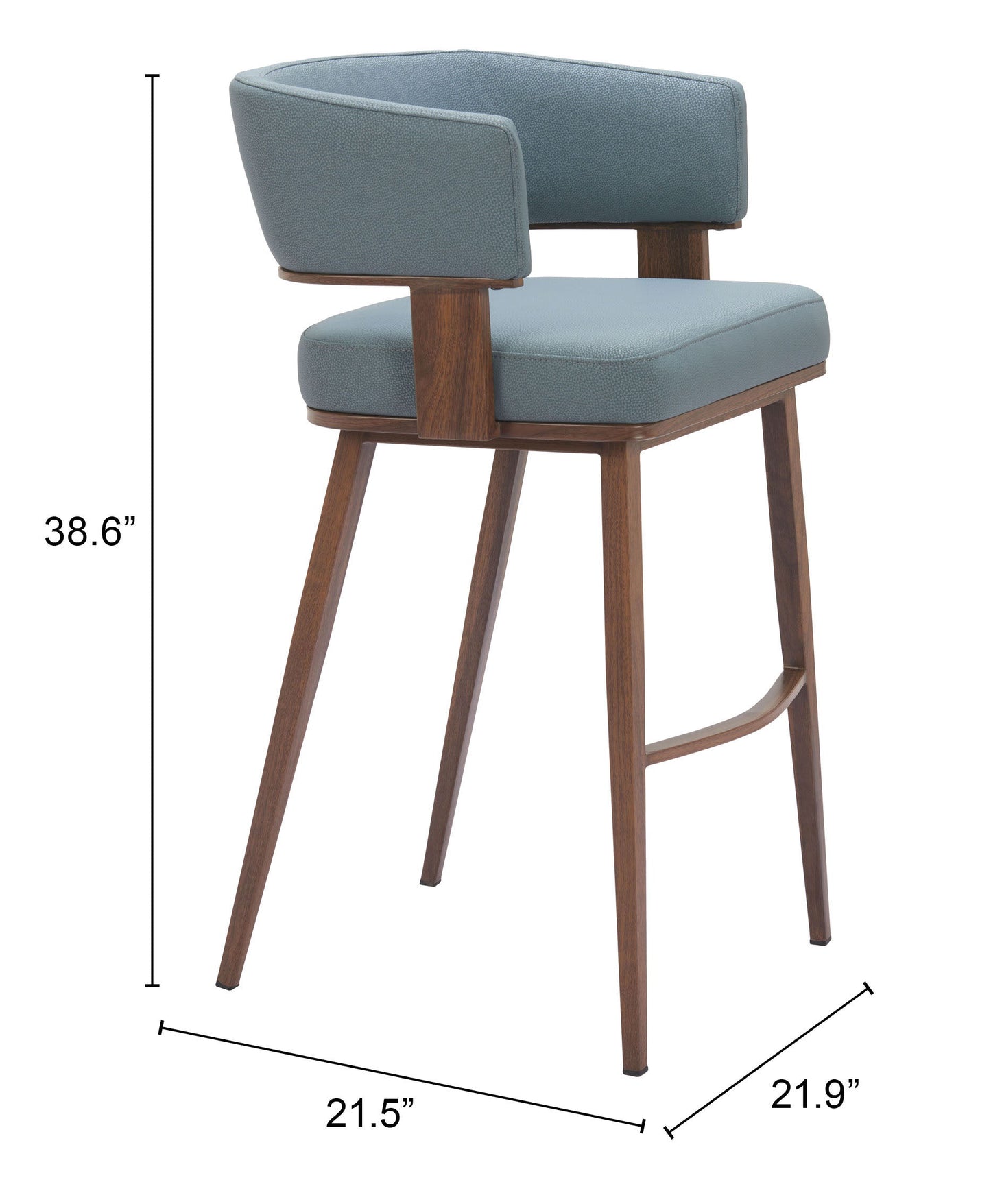 Poise Azure Gray & Walnut Barstool - Ornate Home