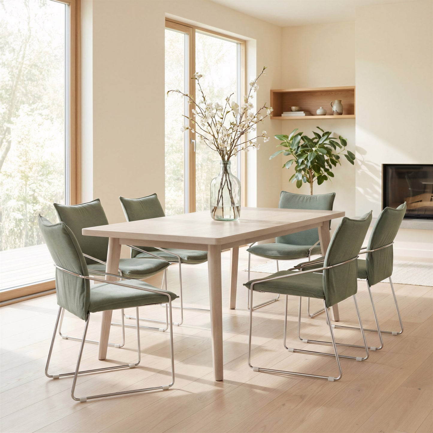 Pola Green Dining Chair (Set of 2) - Ornate Home