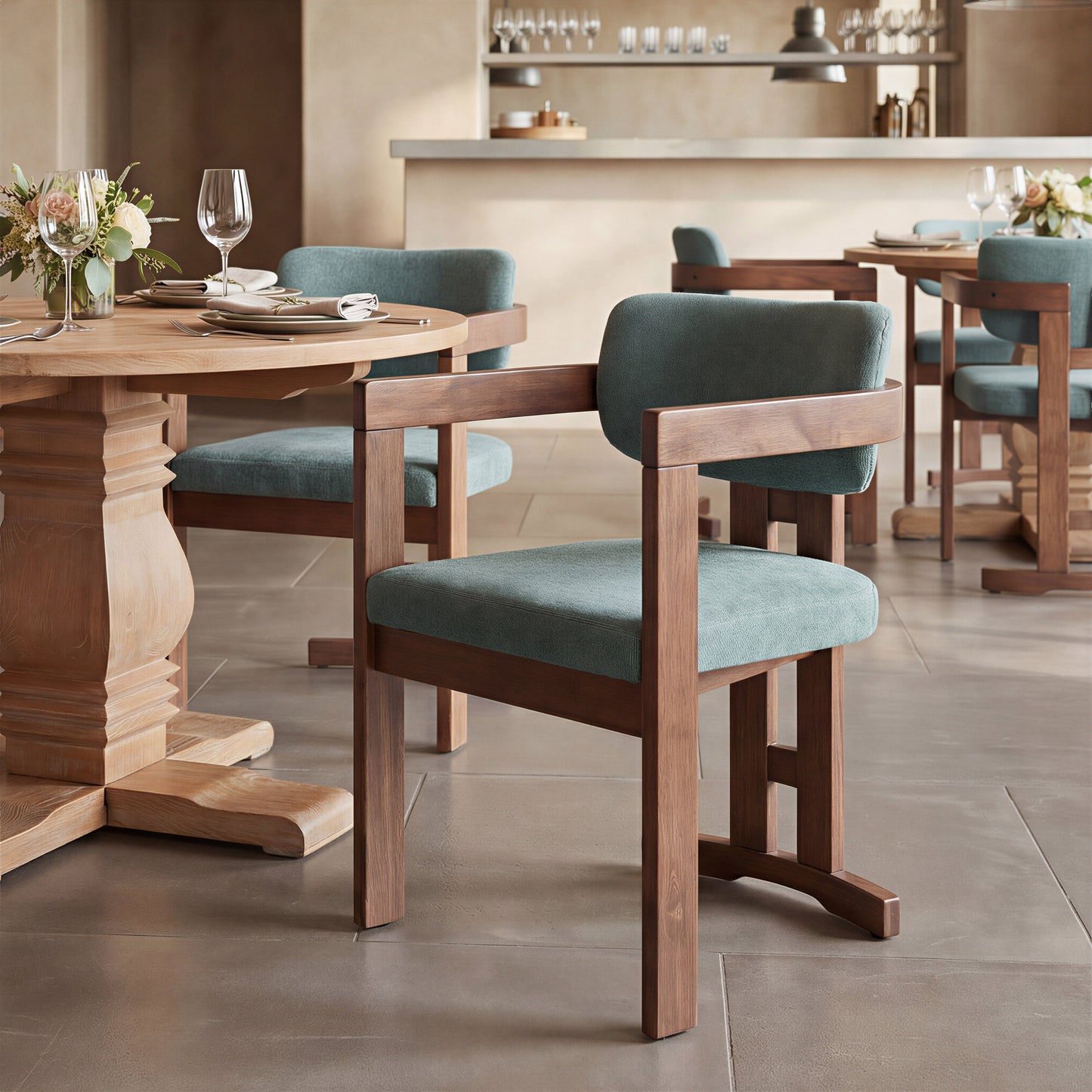 Poly Moss Gray & Walnut Dining Chair - Ornate Home