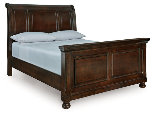 Porter Rustic Brown Queen Sleigh Bed- Viva Furn